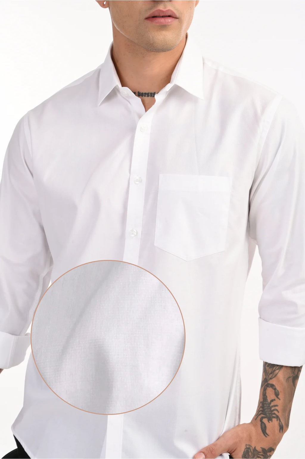 WHITE DOBBY MILD TEXTURE PREMIUM COTTON SHIRT