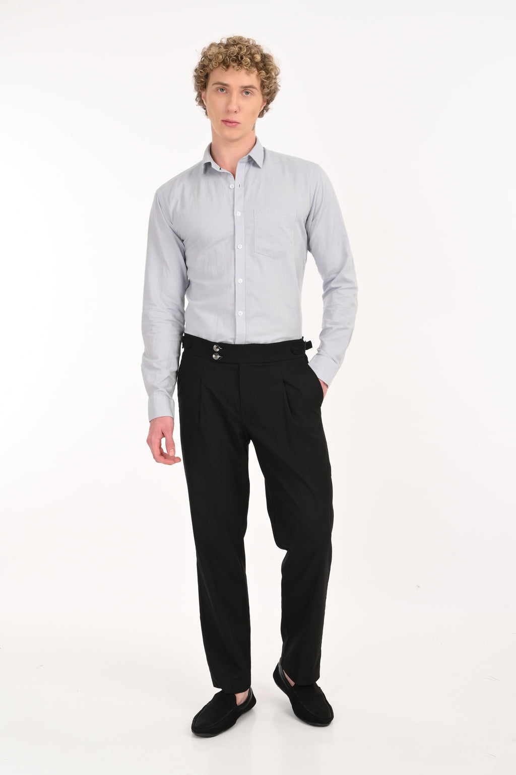 COTTON LINEN MOON GREY SOLID SHIRT