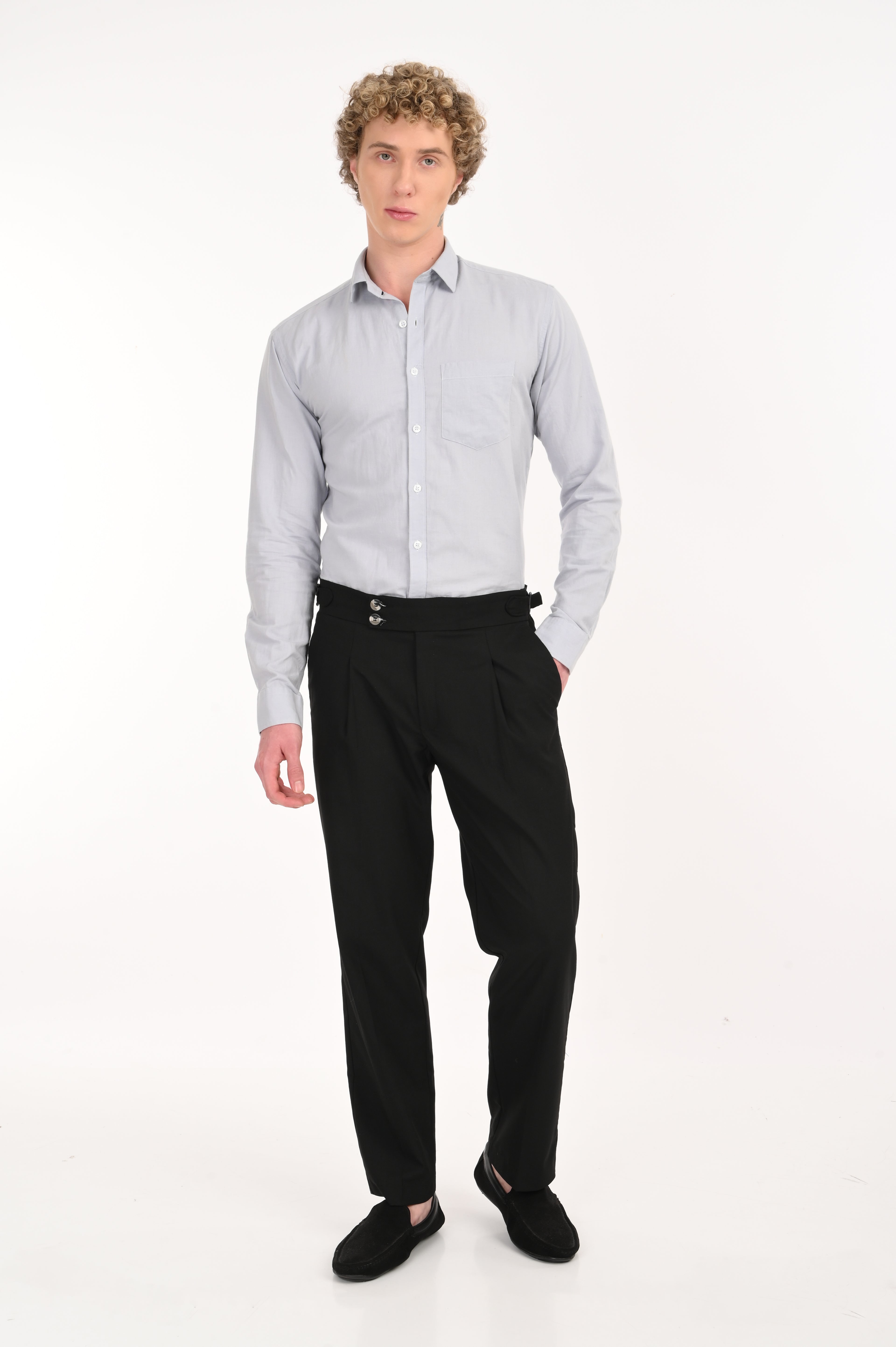 COTTON LINEN MOON GREY SOLID SHIRT