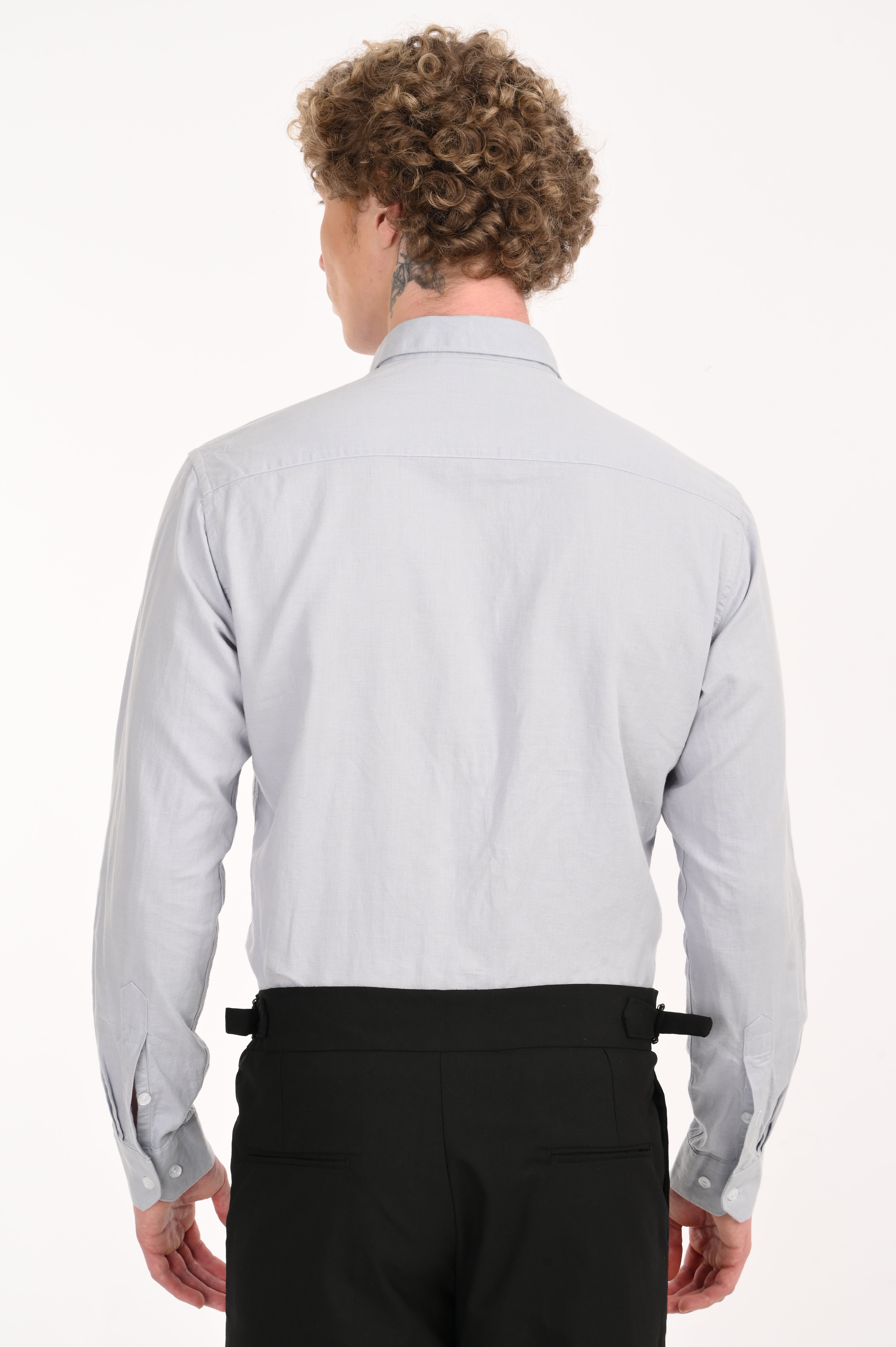 COTTON LINEN MOON GREY SOLID SHIRT