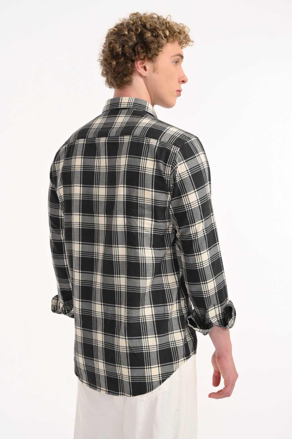 BLACK AND WHITE MELANGE CHECKED SHIRT