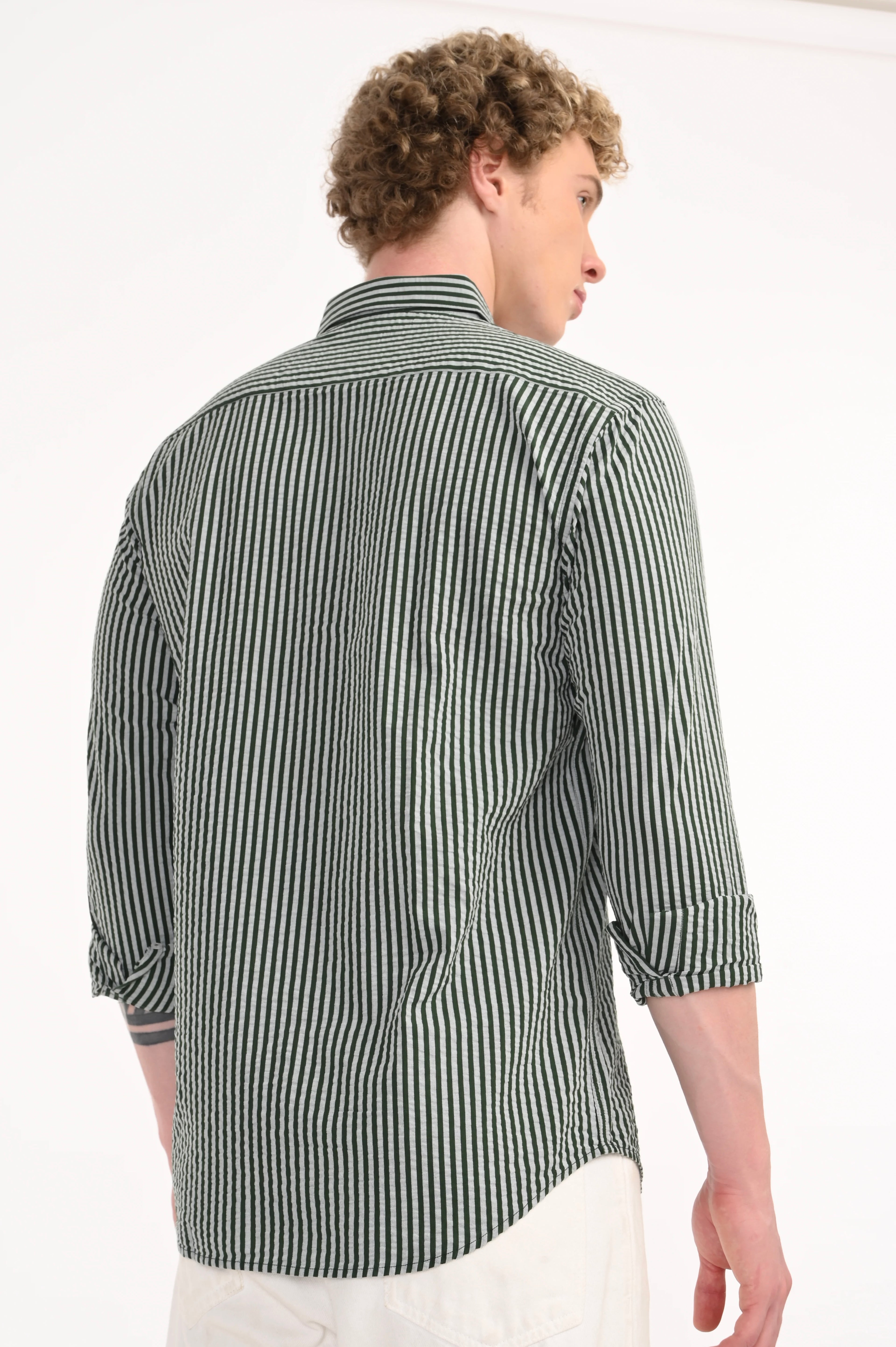 BLUE SEERSUCKER STRIPES SHIRT