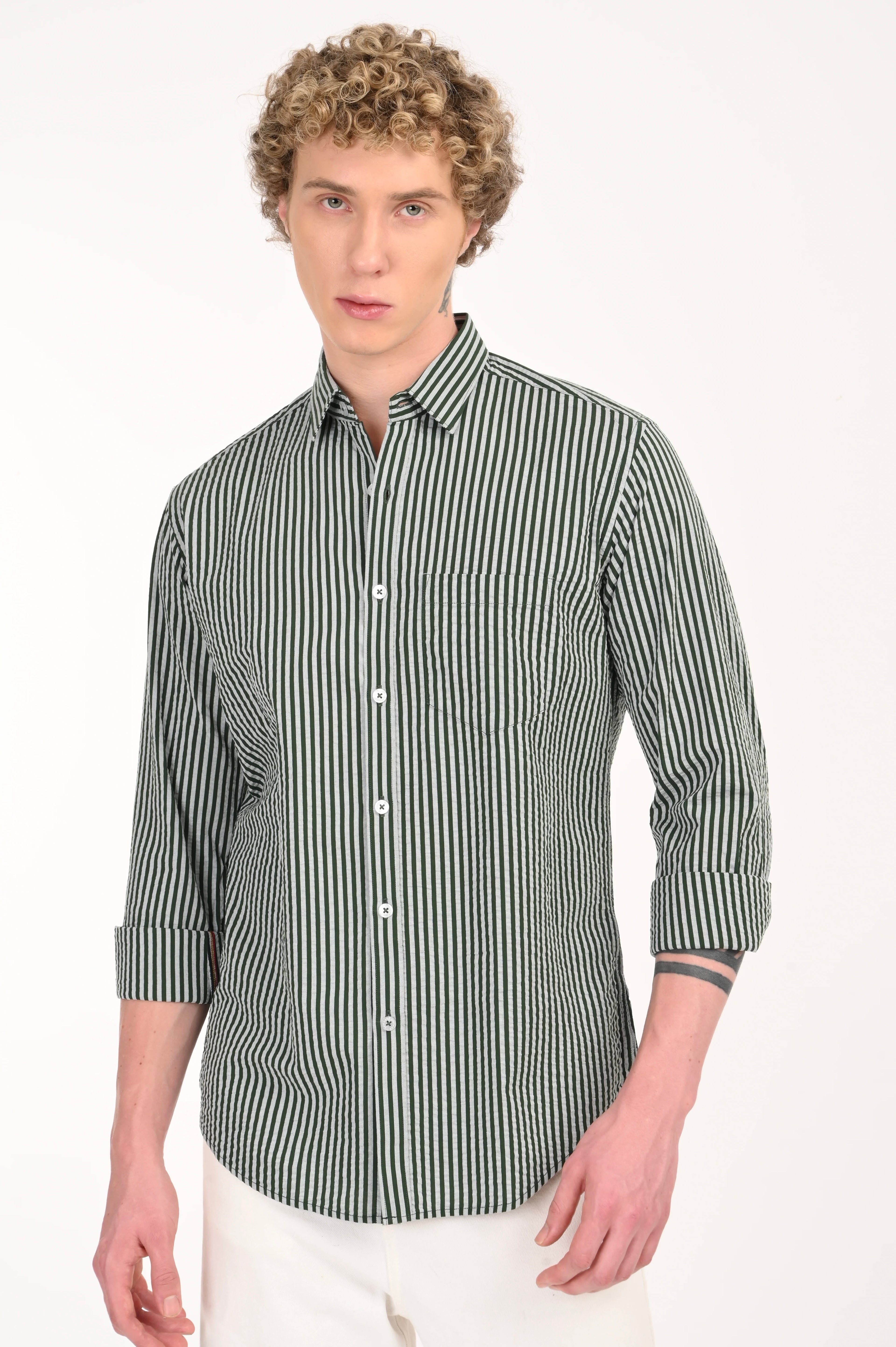 BLUE SEERSUCKER STRIPES SHIRT