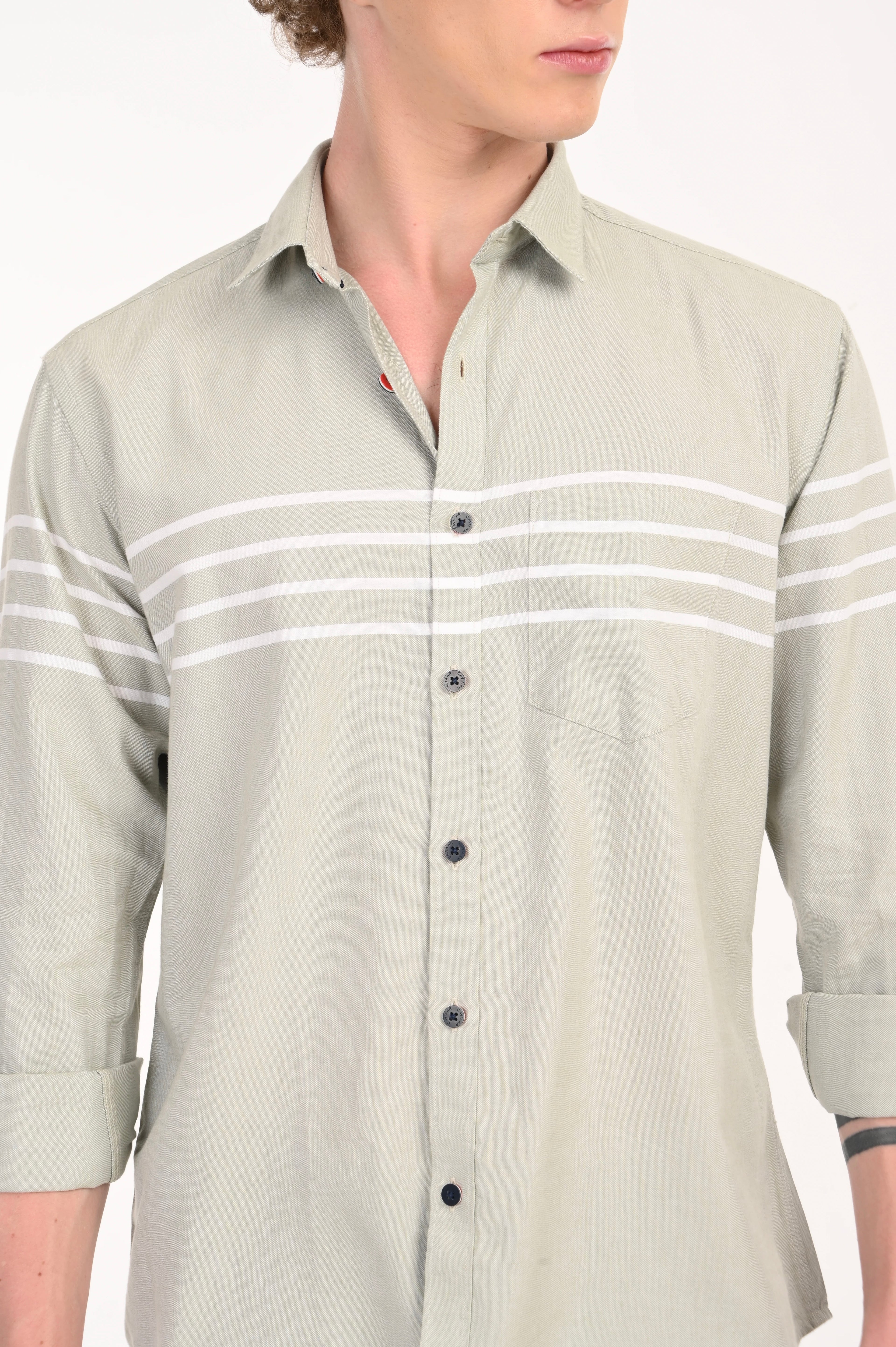 OXFORD CHEST PANELS LIGHT GREEN SOLID SHIRT