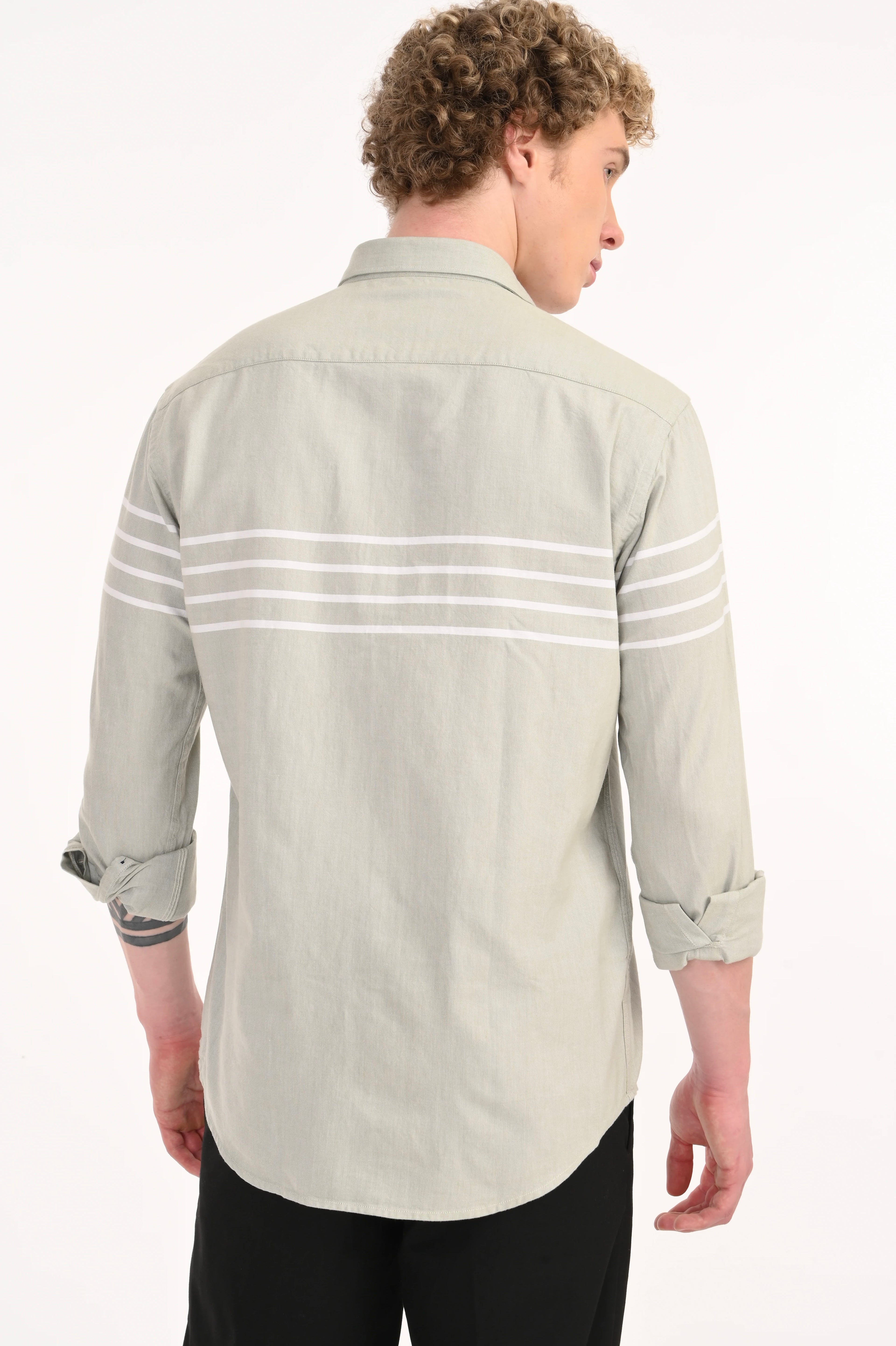 OXFORD CHEST PANELS LIGHT GREEN SOLID SHIRT