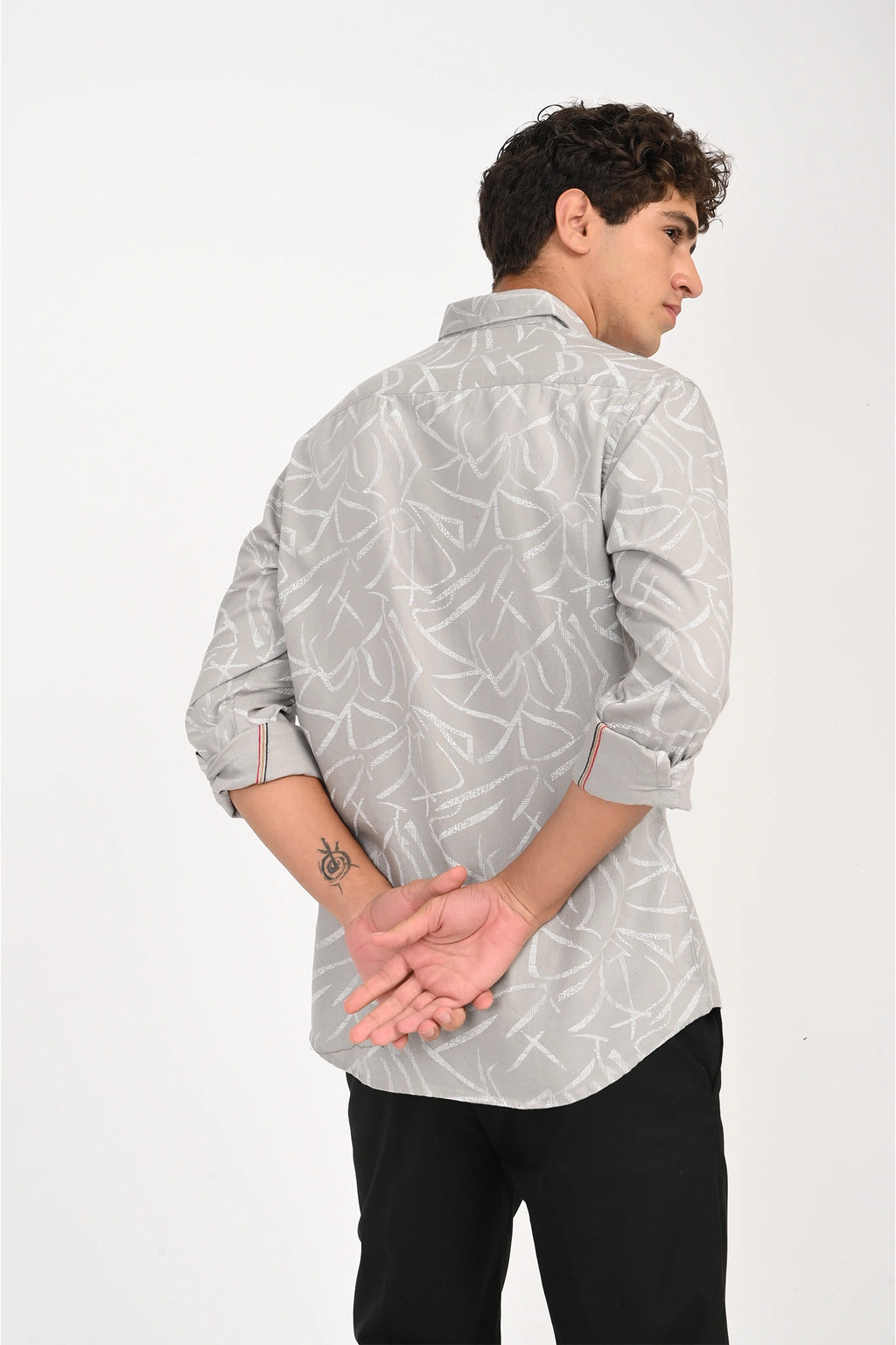 OXFORD COTTON LIGHT GREY COLOR PRINTED SHIRT