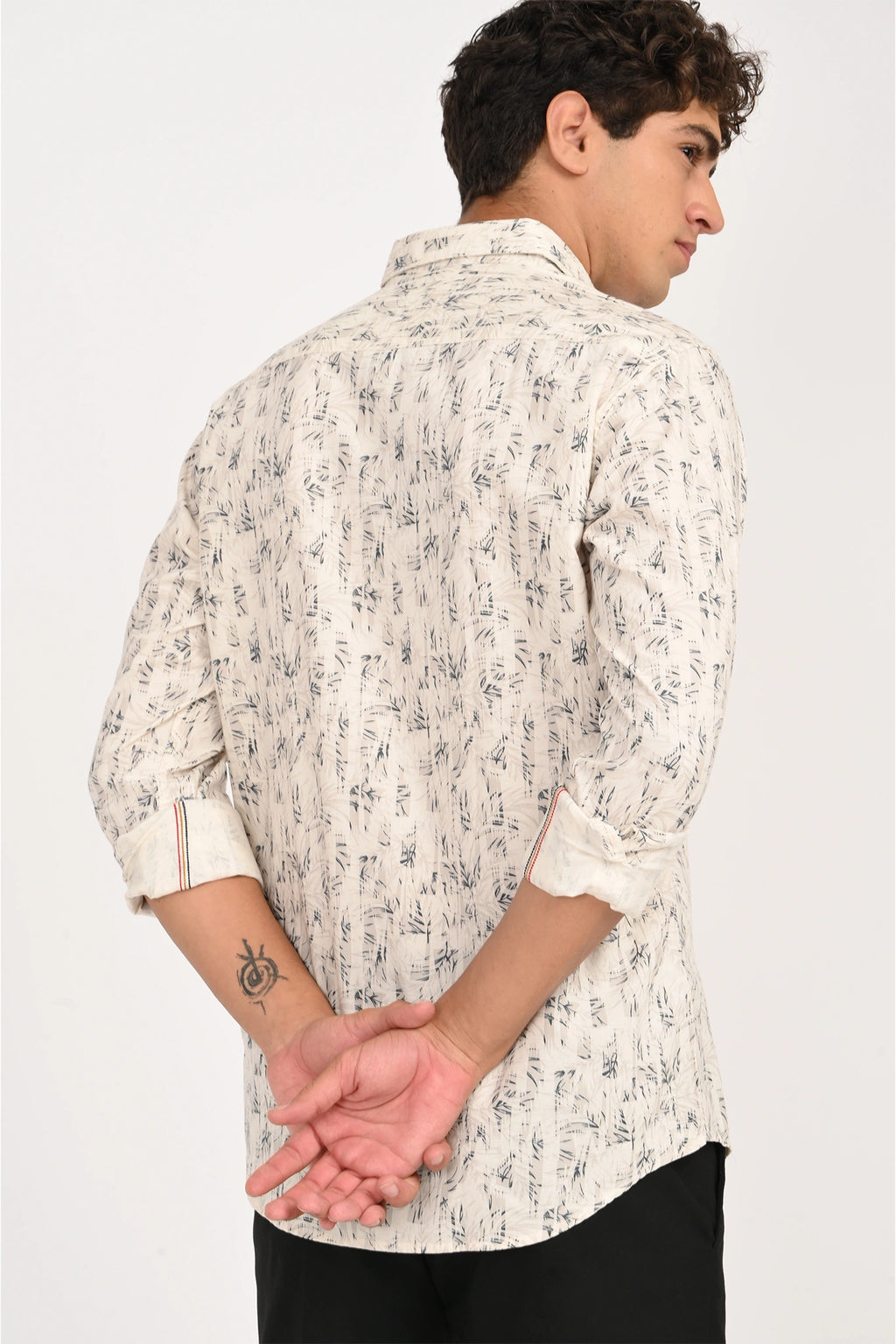 OXFORD COTTON CREAM COLOR PRINTED SHIRT