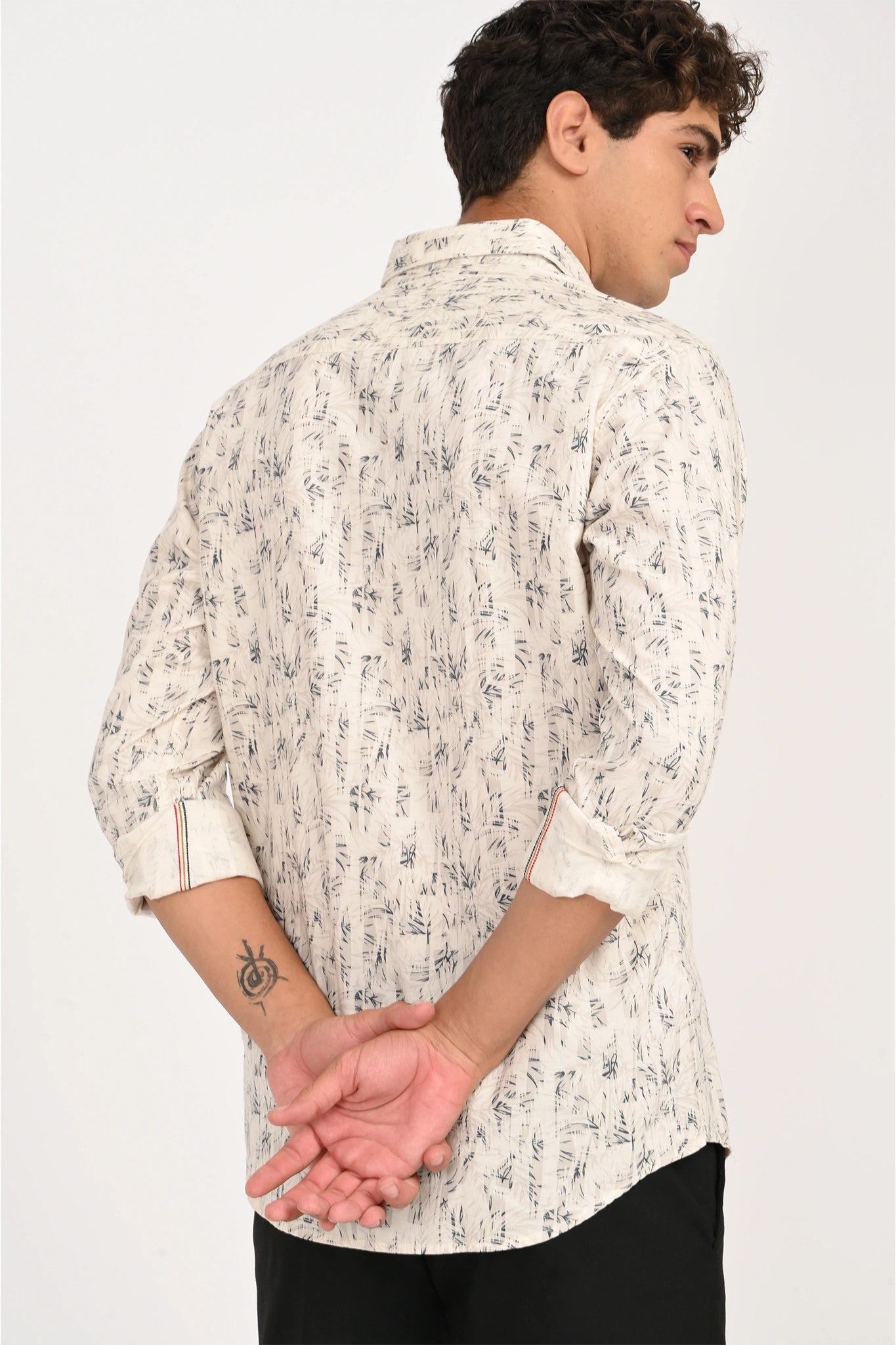 OXFORD COTTON CREAM COLOR PRINTED SHIRT