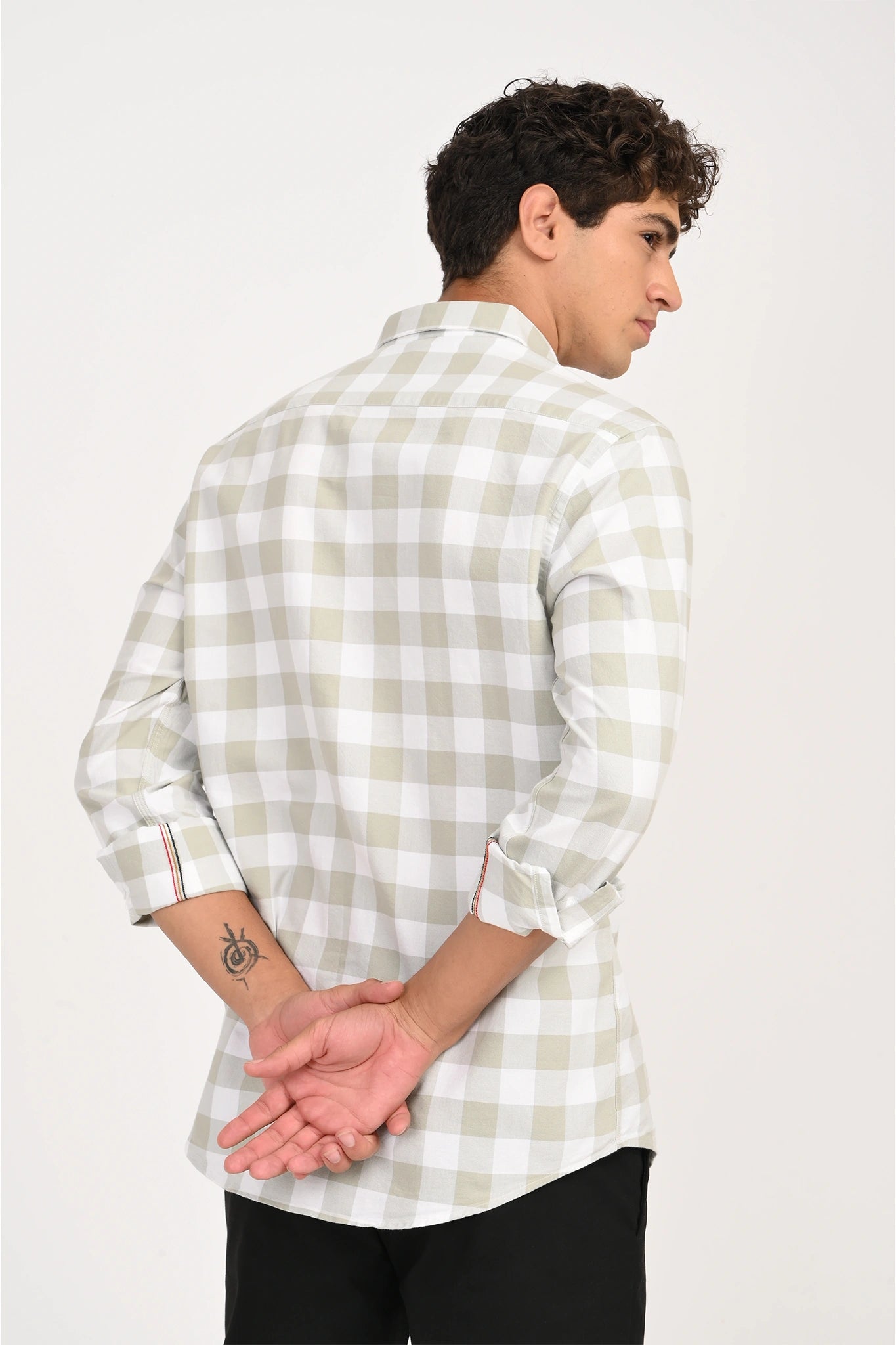 OXFORD COTTON LIGHT BROWN COLOR CHECKED SHIRT