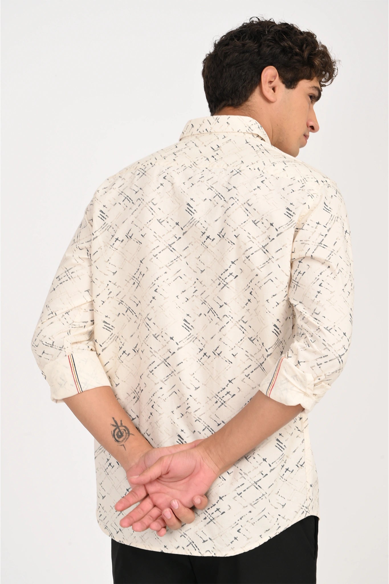 OXFORD COTTON CREAM COLOR PRINTED SHIRT