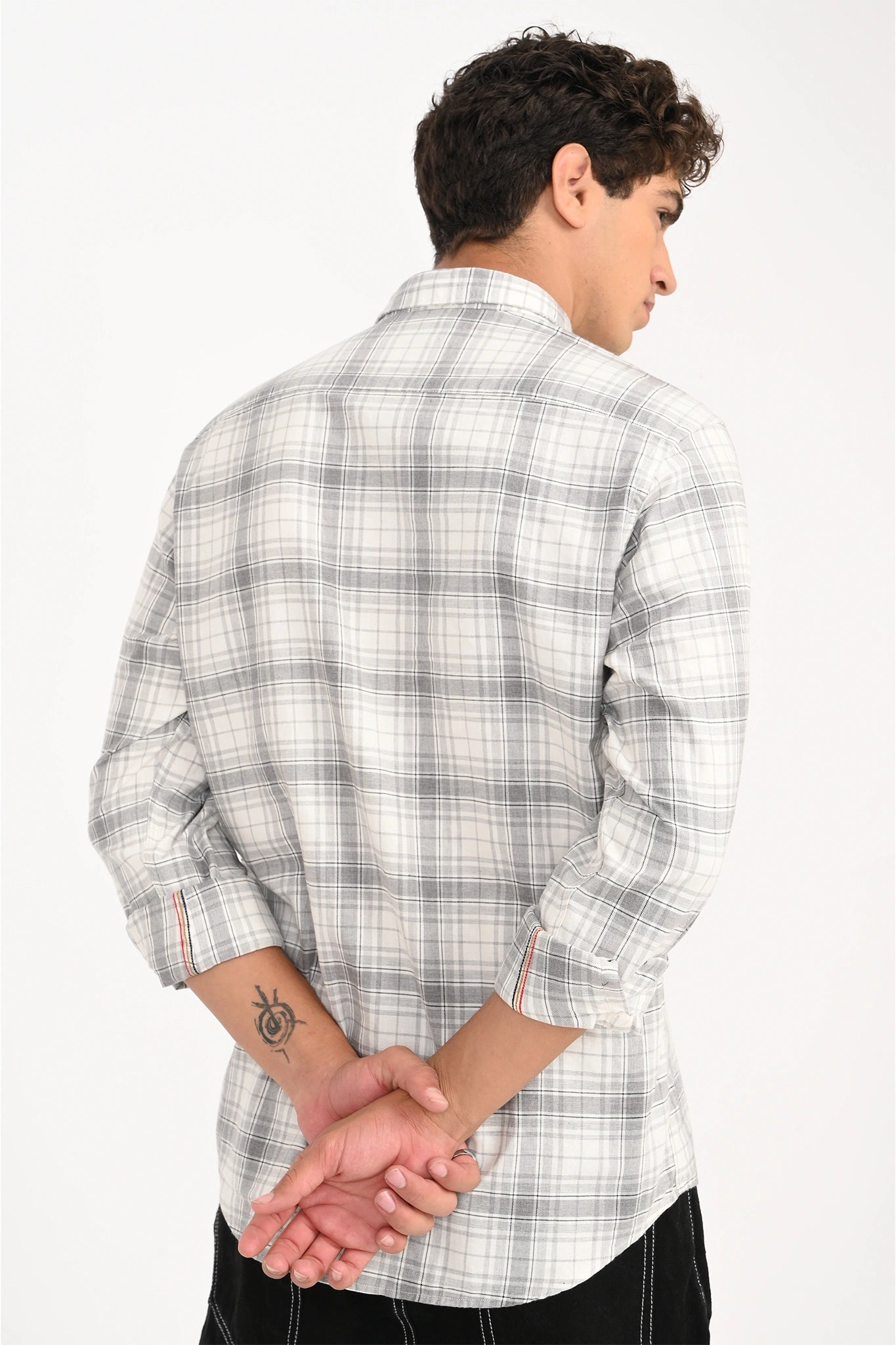 HALF WHITE CHECKED SHIRT