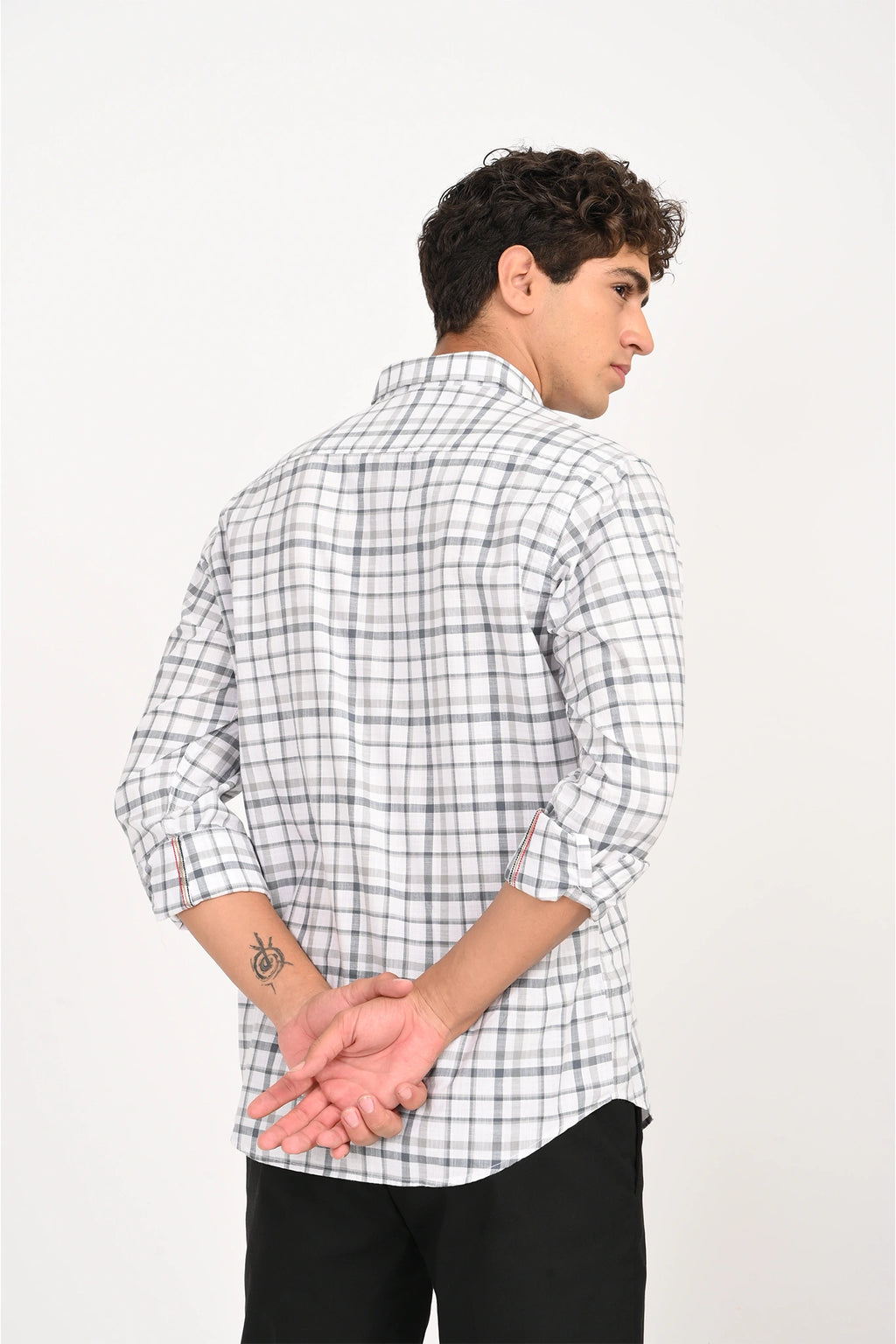 COTTON SLUB WHITE COLOR CHECKED SHIRT