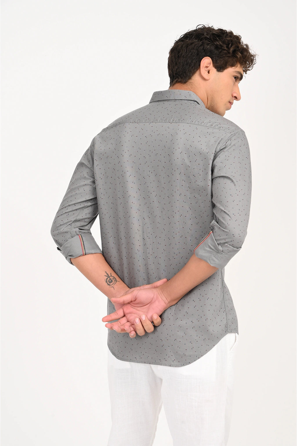 OXFORD COTTON GREY COLOR PRINTED SHIRT