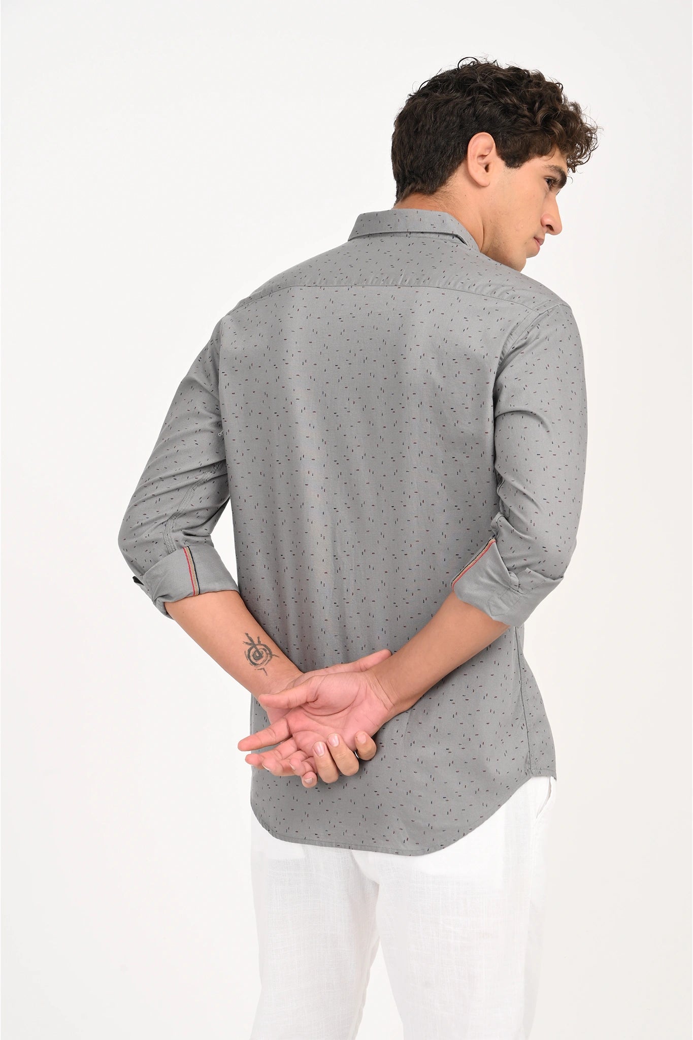 OXFORD COTTON GREY COLOR PRINTED SHIRT