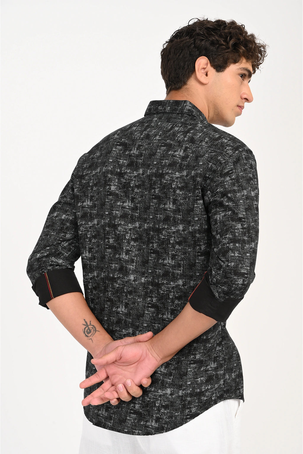 OXFORD COTTON BLACK PRINTED SHIRT
