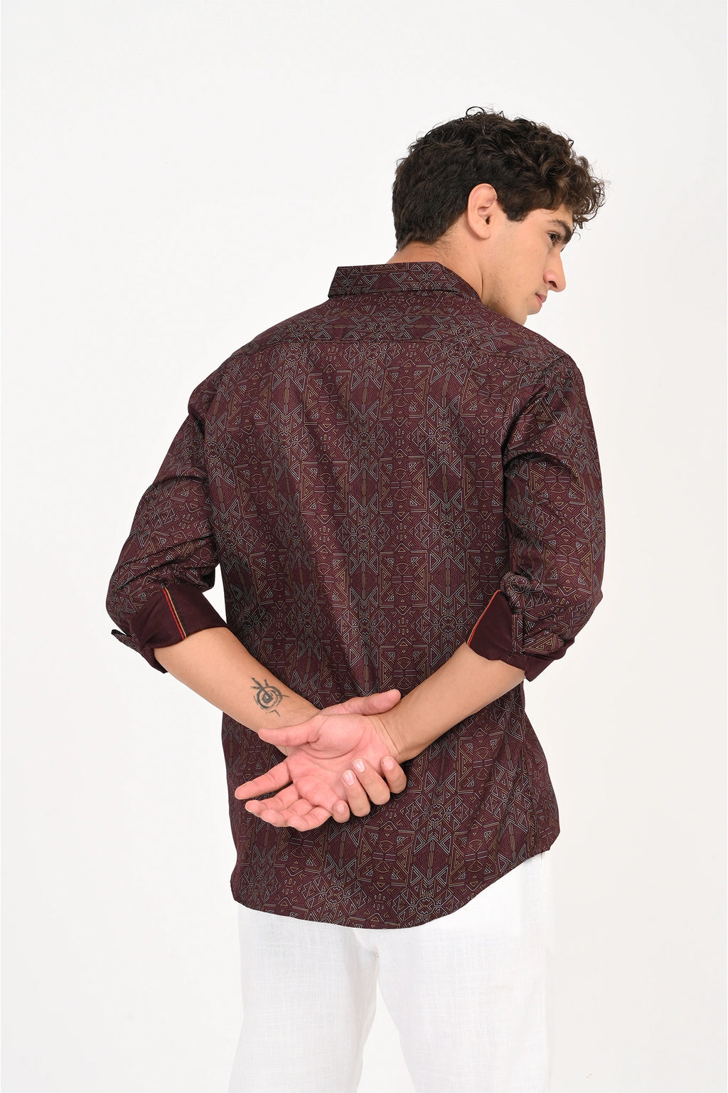 COTTON FABRIC WITH SATIN FINISH MAROON COLOR PRINTED SHIRT