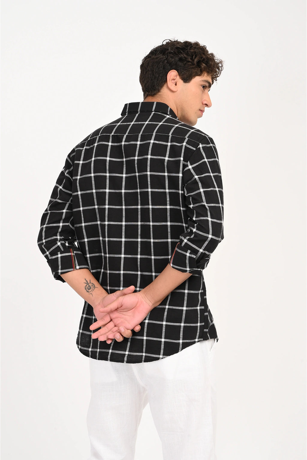 LINEN BLACK CHECKED SHIRT