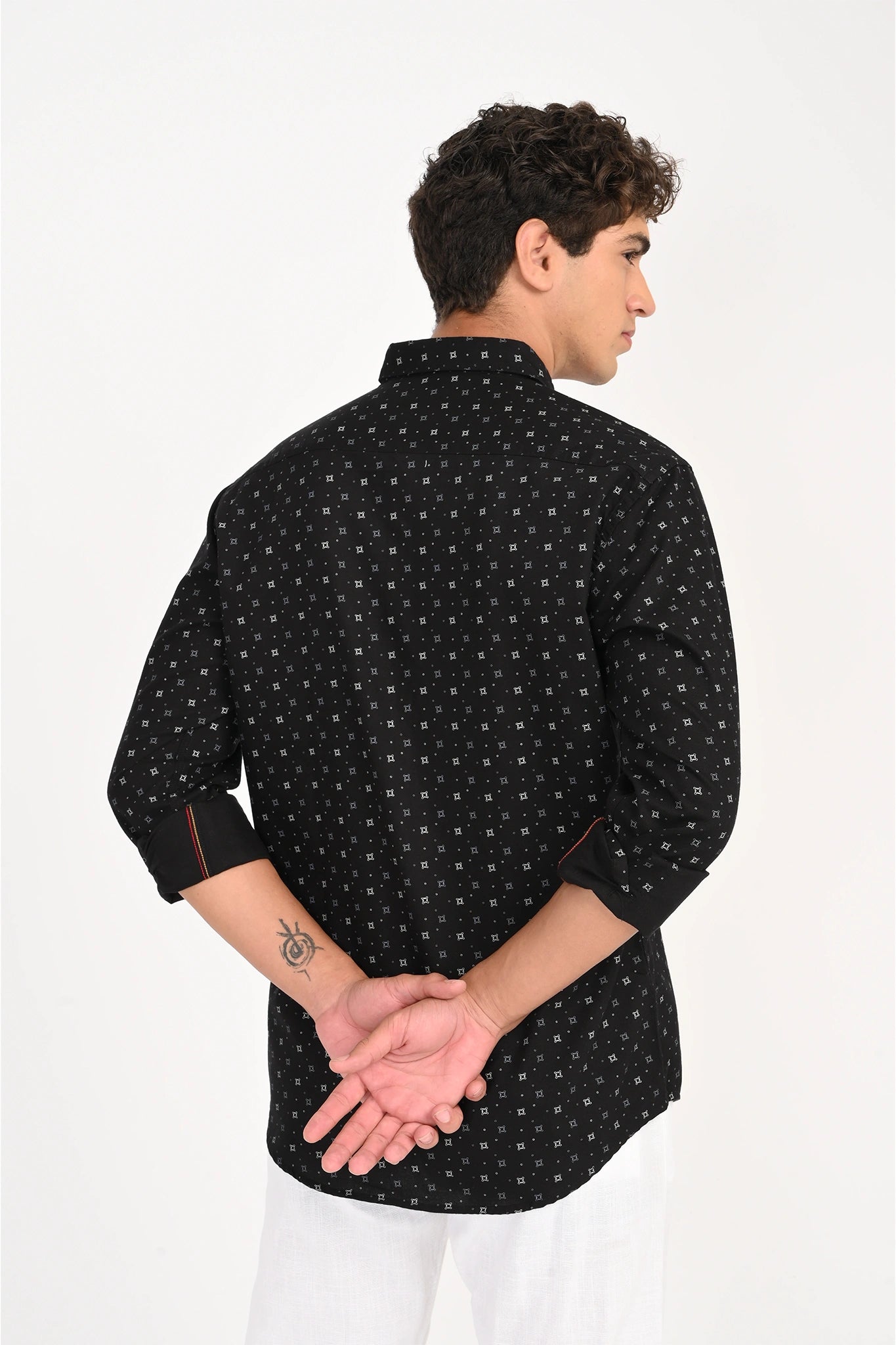 OXFORD COTTON BLACK PRINTED SHIRT
