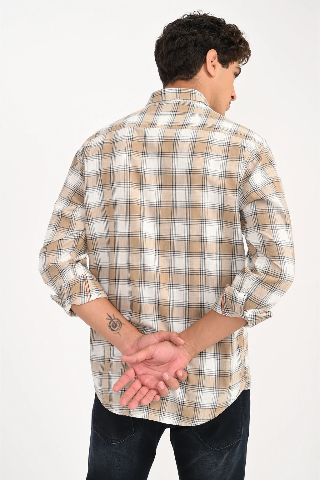 LIGHT MUSTARD COLOR CHECKED SHIRT