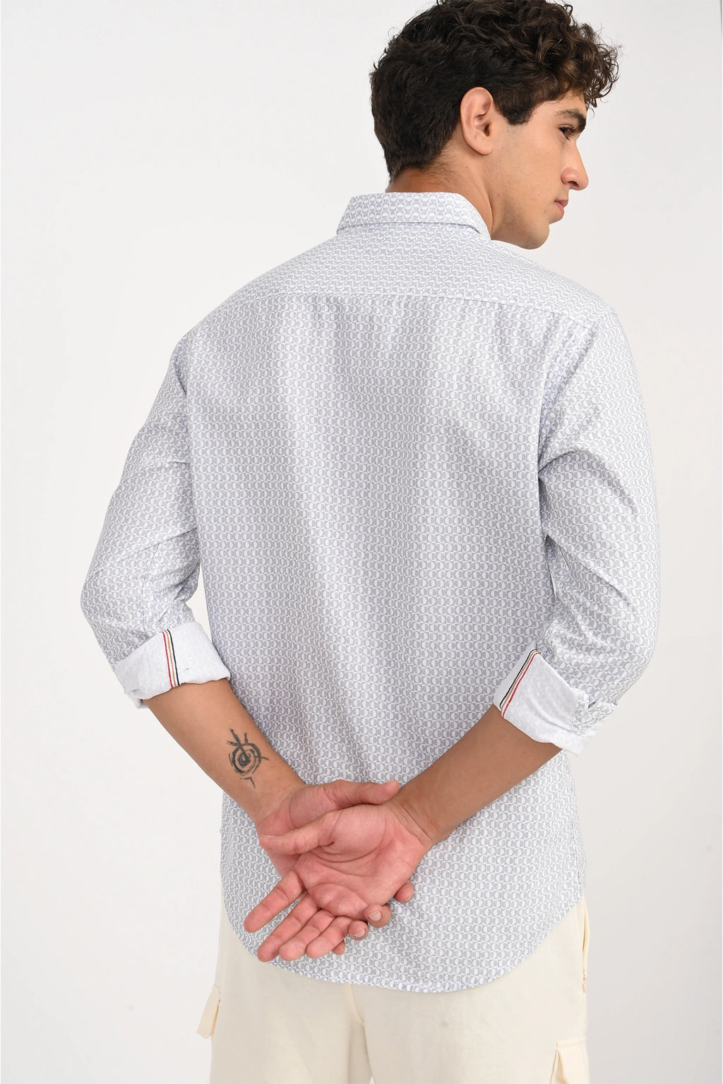 OXFORD COTTON WHITE PRINTED SHIRT