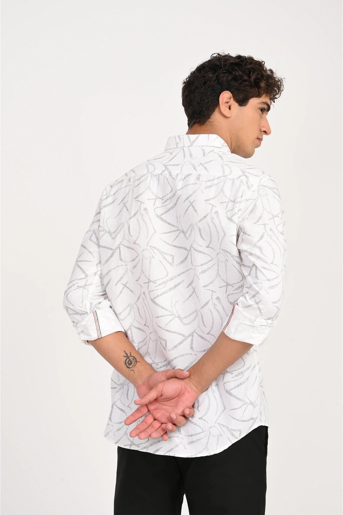 OXFORD COTTON BRIGHT WHITE COLOR PRINTED SHIRT
