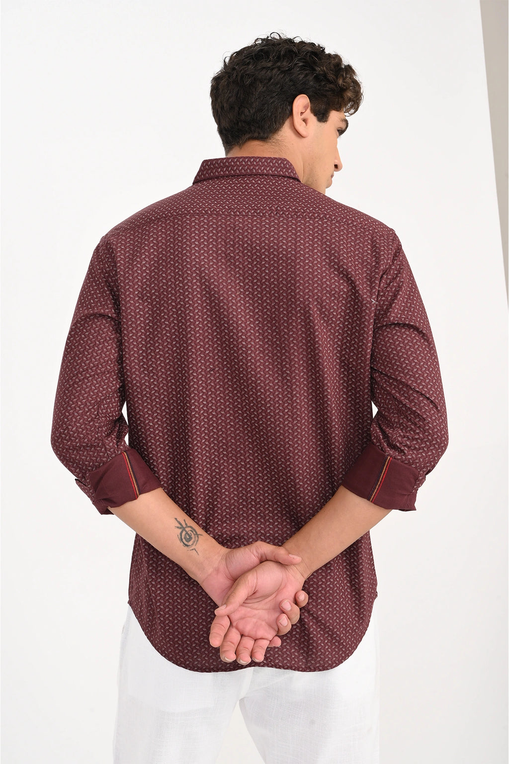 OXFORD COTTON MAROON COLOR PRINTED SHIRT