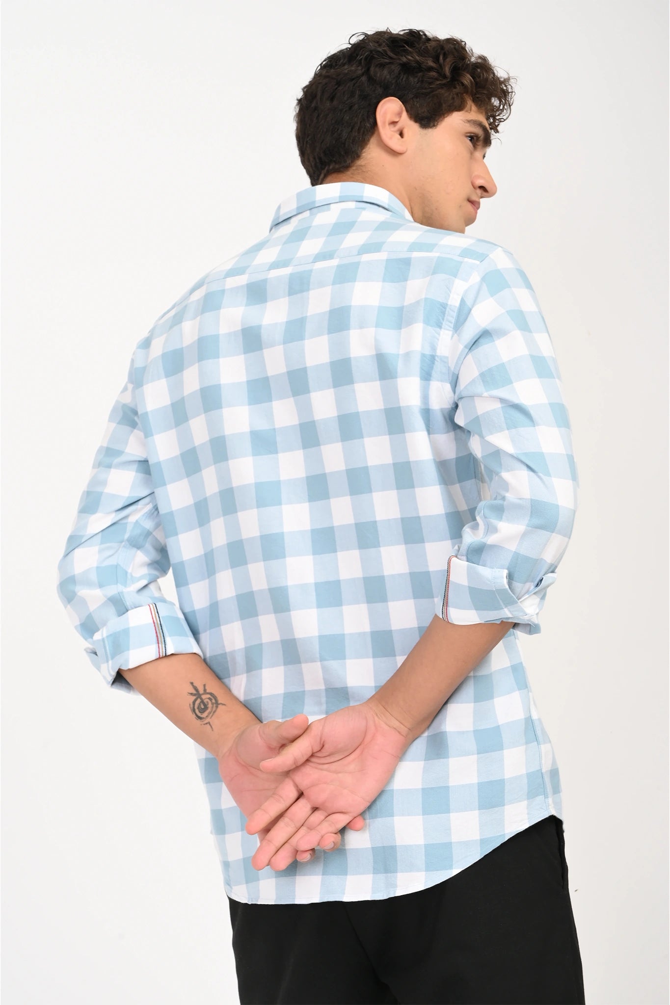 OXFORD SKY BLUE COLOR CHECKED SHIRT