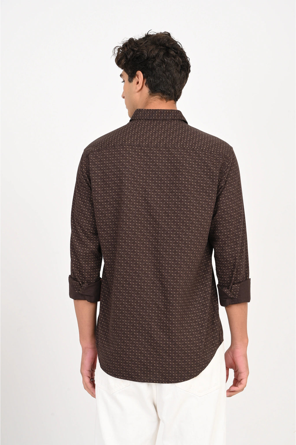OXFORD COTTON BROWN COLOR PRINTED SHIRT