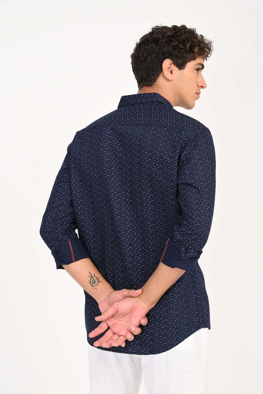 OXFORD COTTON ROYAL NAVY PRINTED SHIRT
