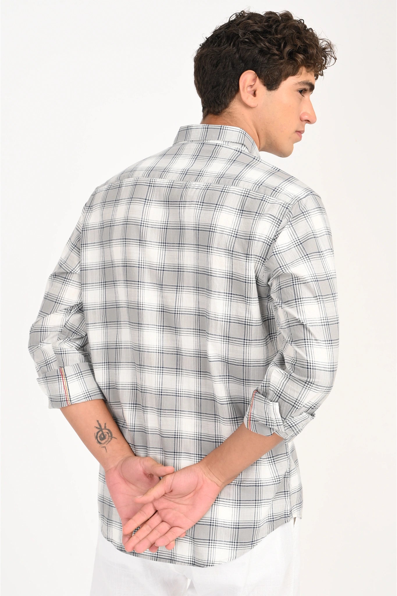 LIGHT GREY COLOR CHECKED SHIRT
