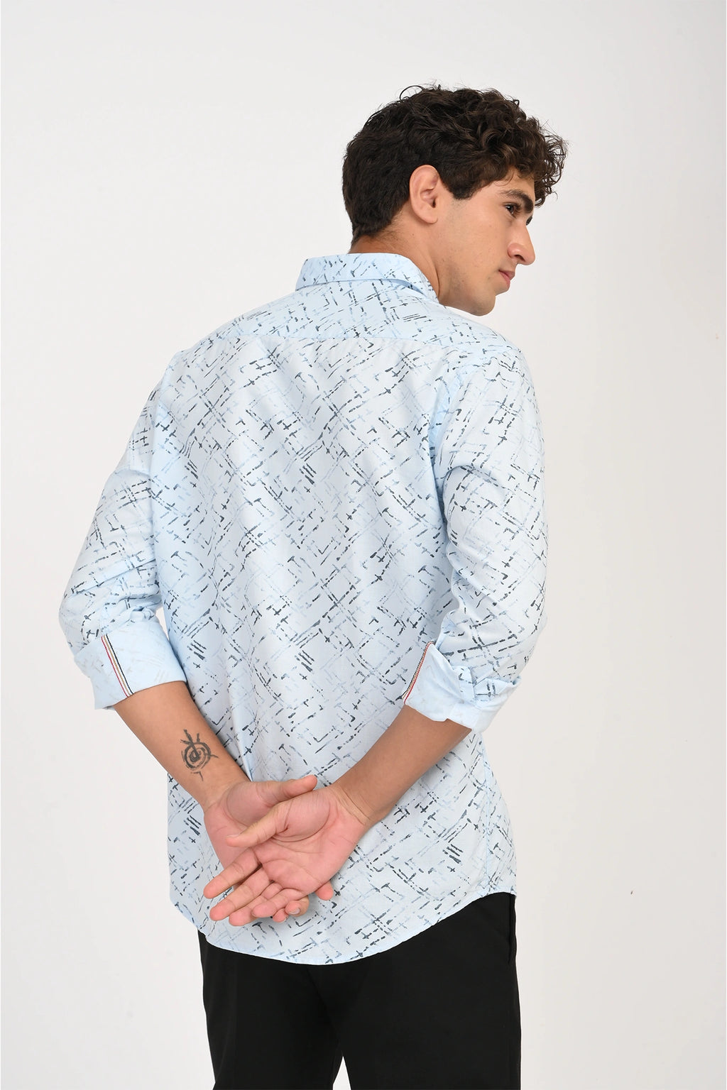 OXFORD COTTON SKY BLUE COLOR PRINTED SHIRT