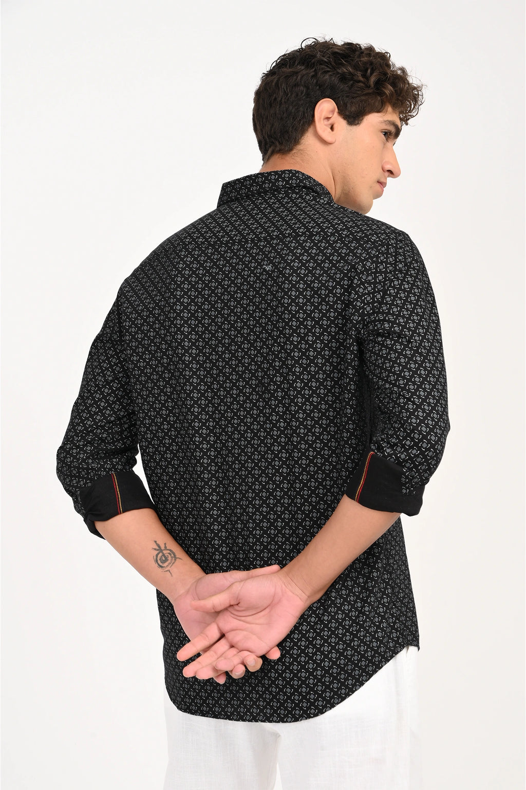 OXFORD COTTON BLACK COLOR GEOMATRIC PRINTED SHIRT