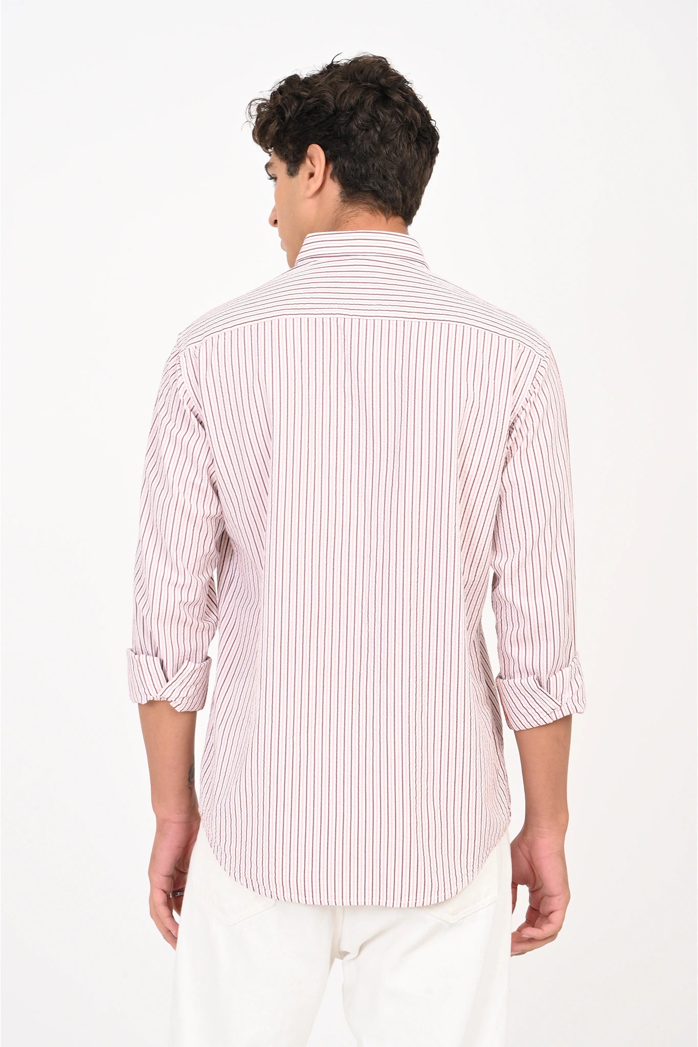 SEER SUCKER PINK STRIPES