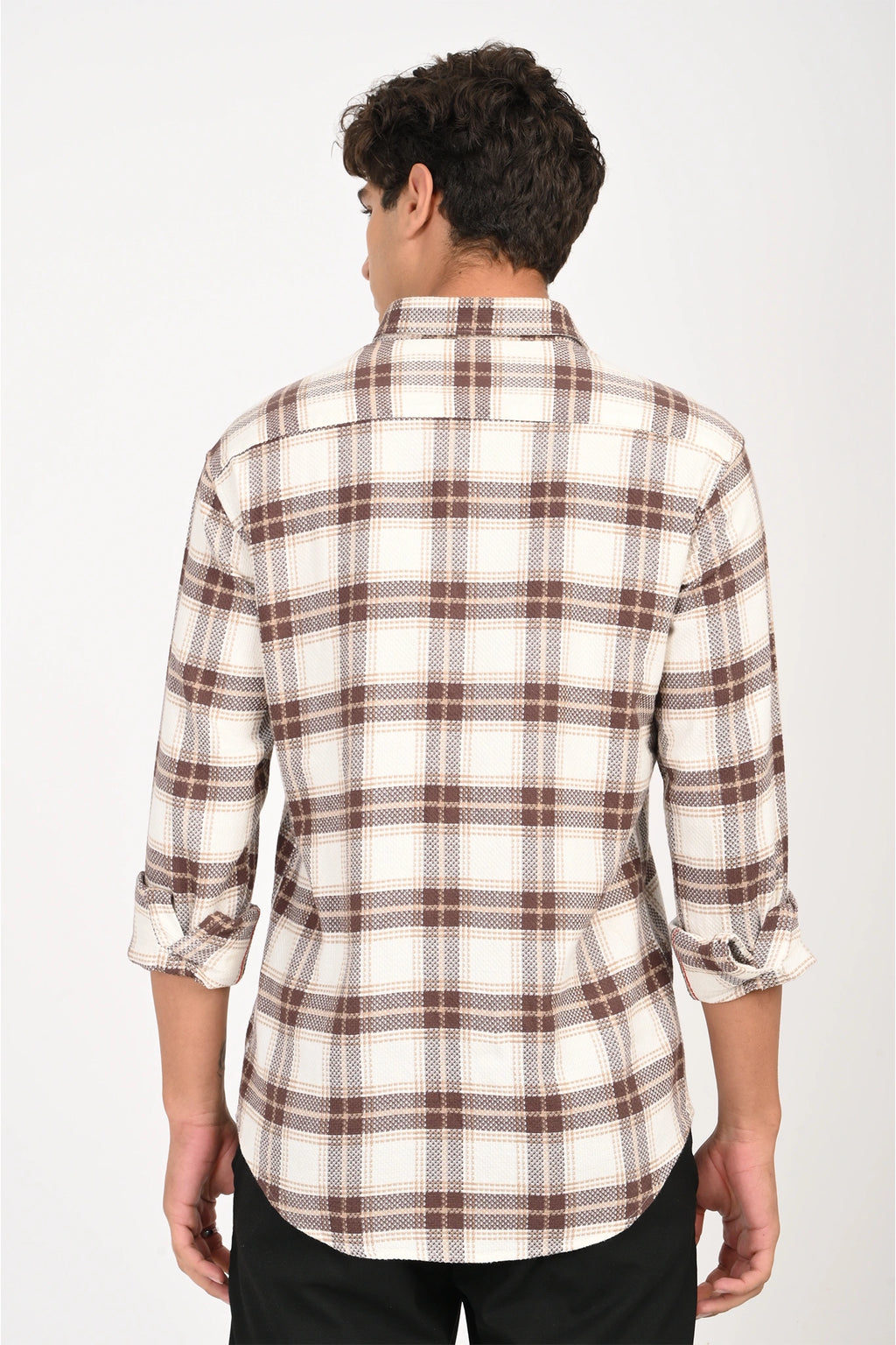 WHITE WITH DULL MAROON COLOR CHECKED SHIRT