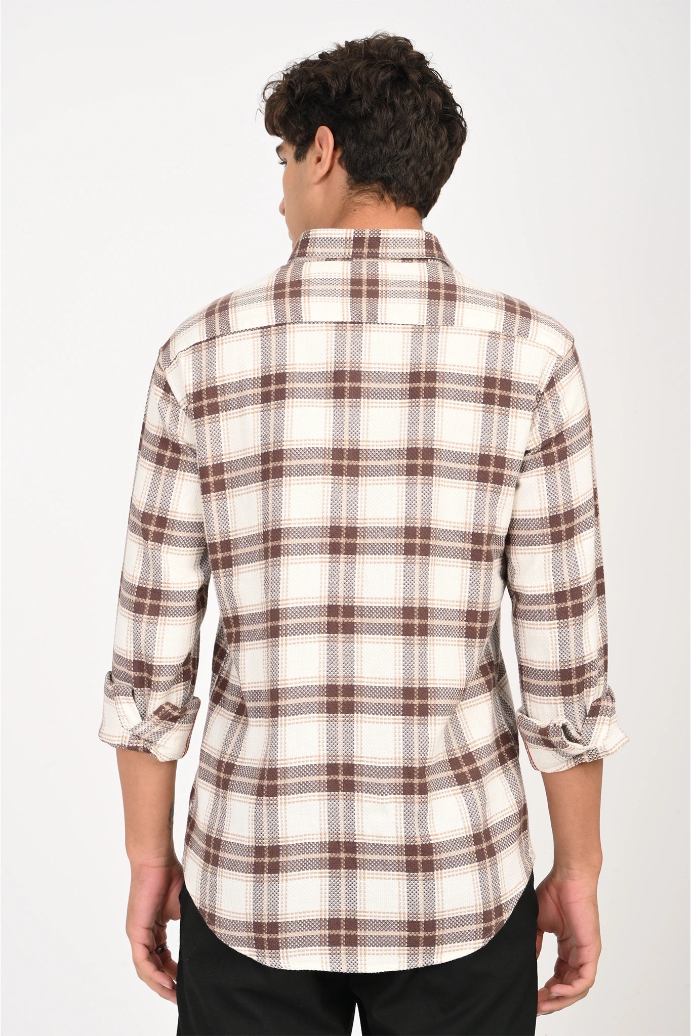 WHITE WITH DULL MAROON COLOR CHECKED SHIRT