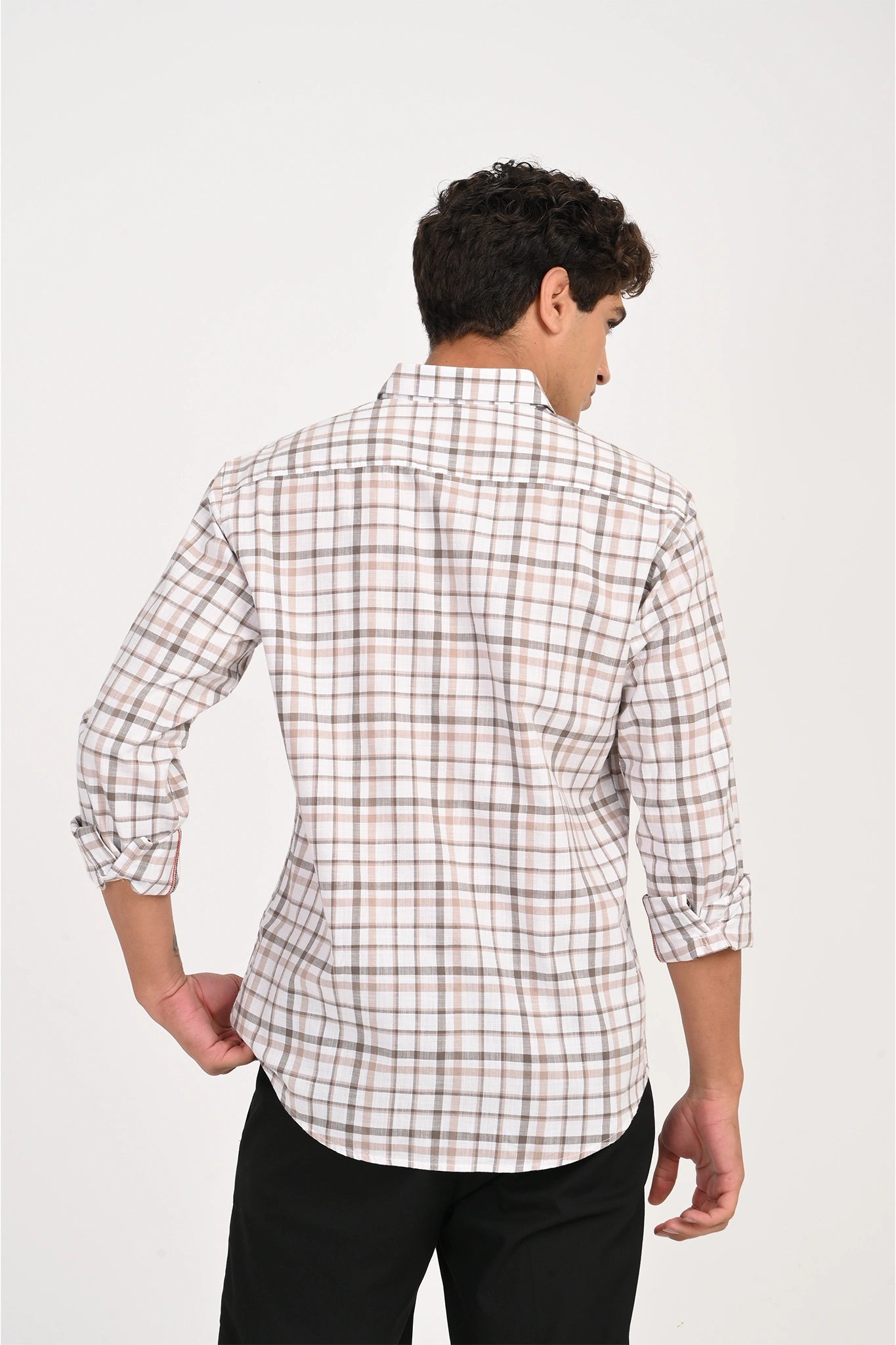 COTTON SLUB WHITE COLOR CHECKED SHIRT