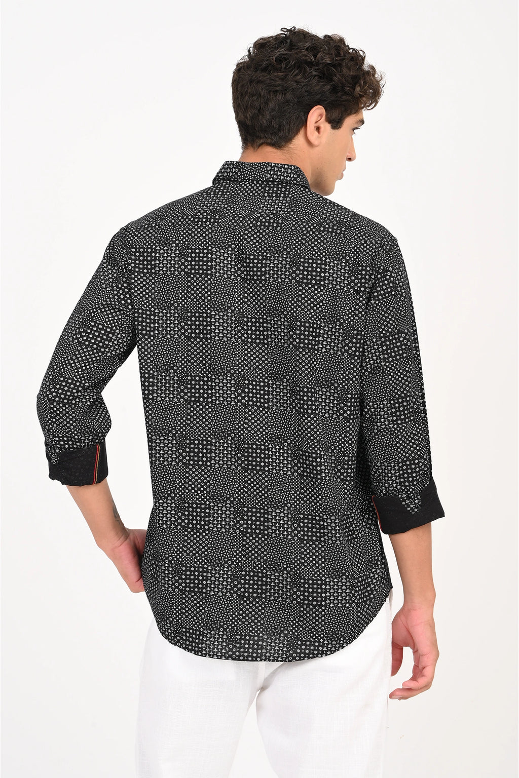 COTLIN BLACK COLOR PRINTED SHIRT