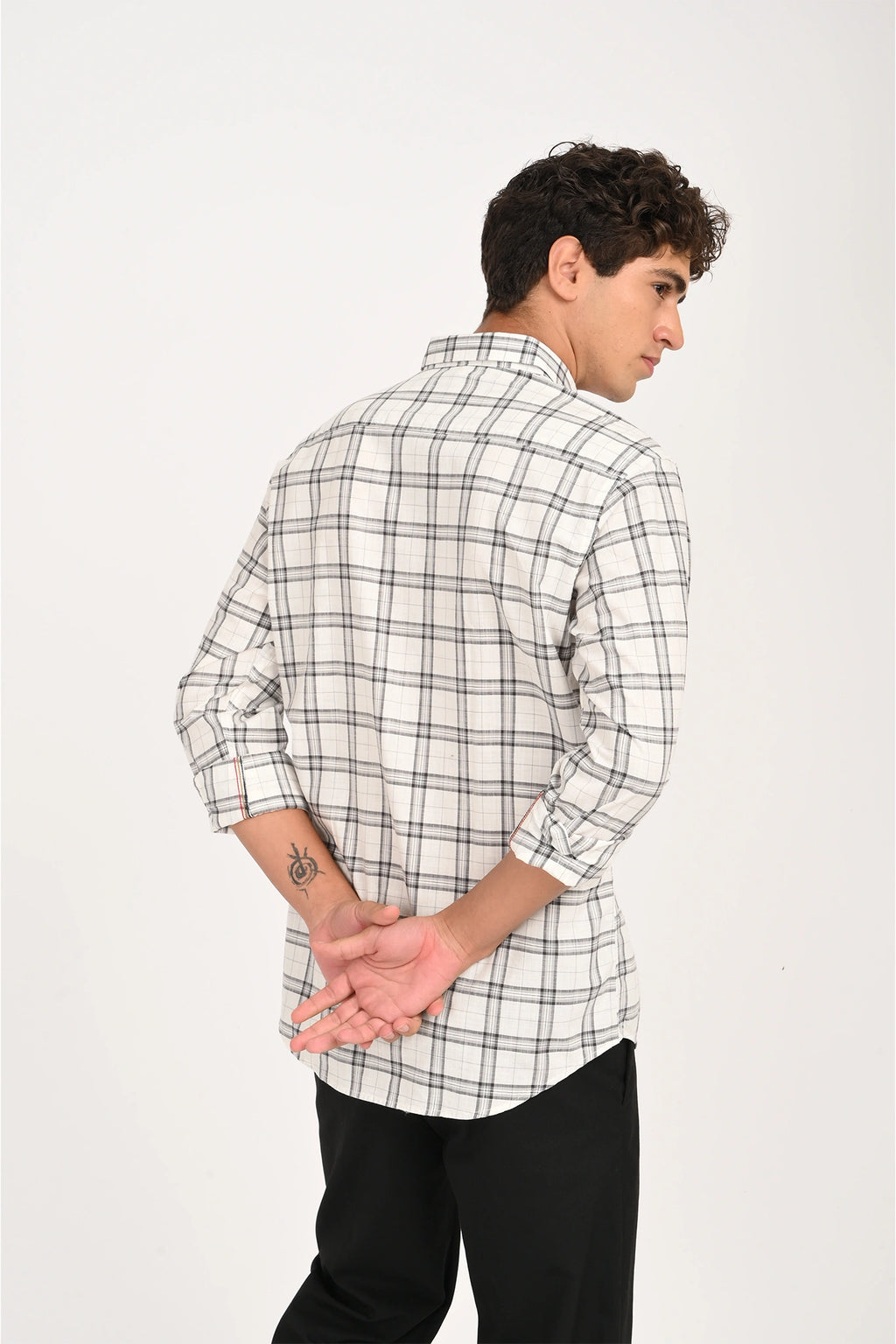 COTTON SLUB WHITE COLOR CHECKED SHIRT