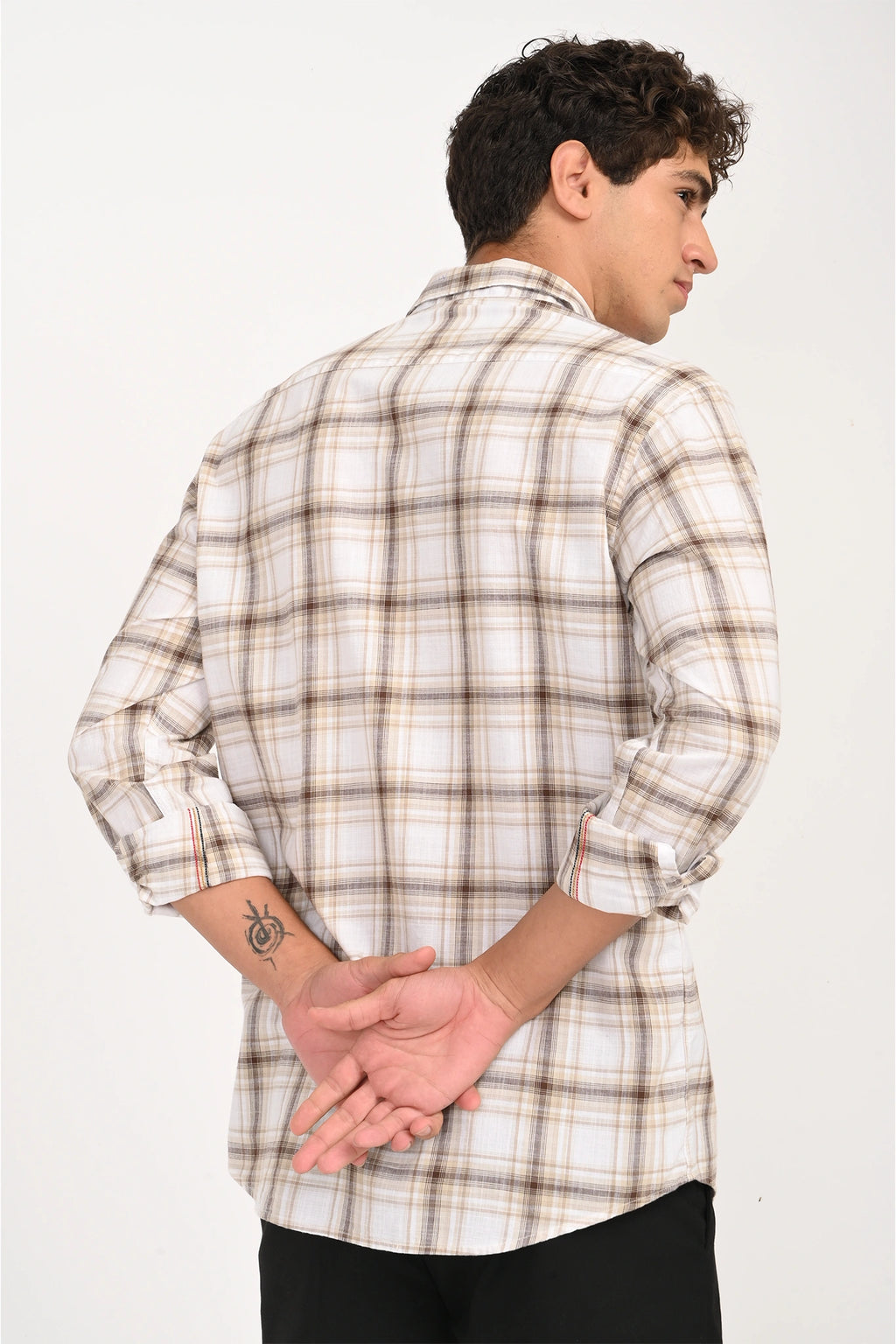 COTTON SLUB WHITE COLOR CHECKED SHIRT