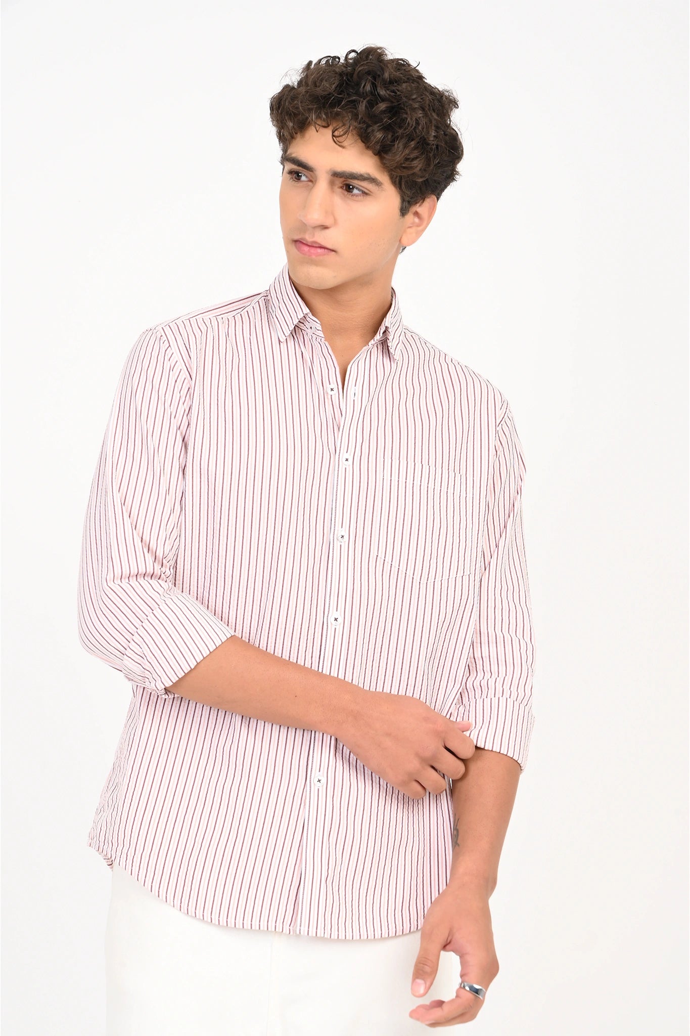 SEER SUCKER PINK STRIPES