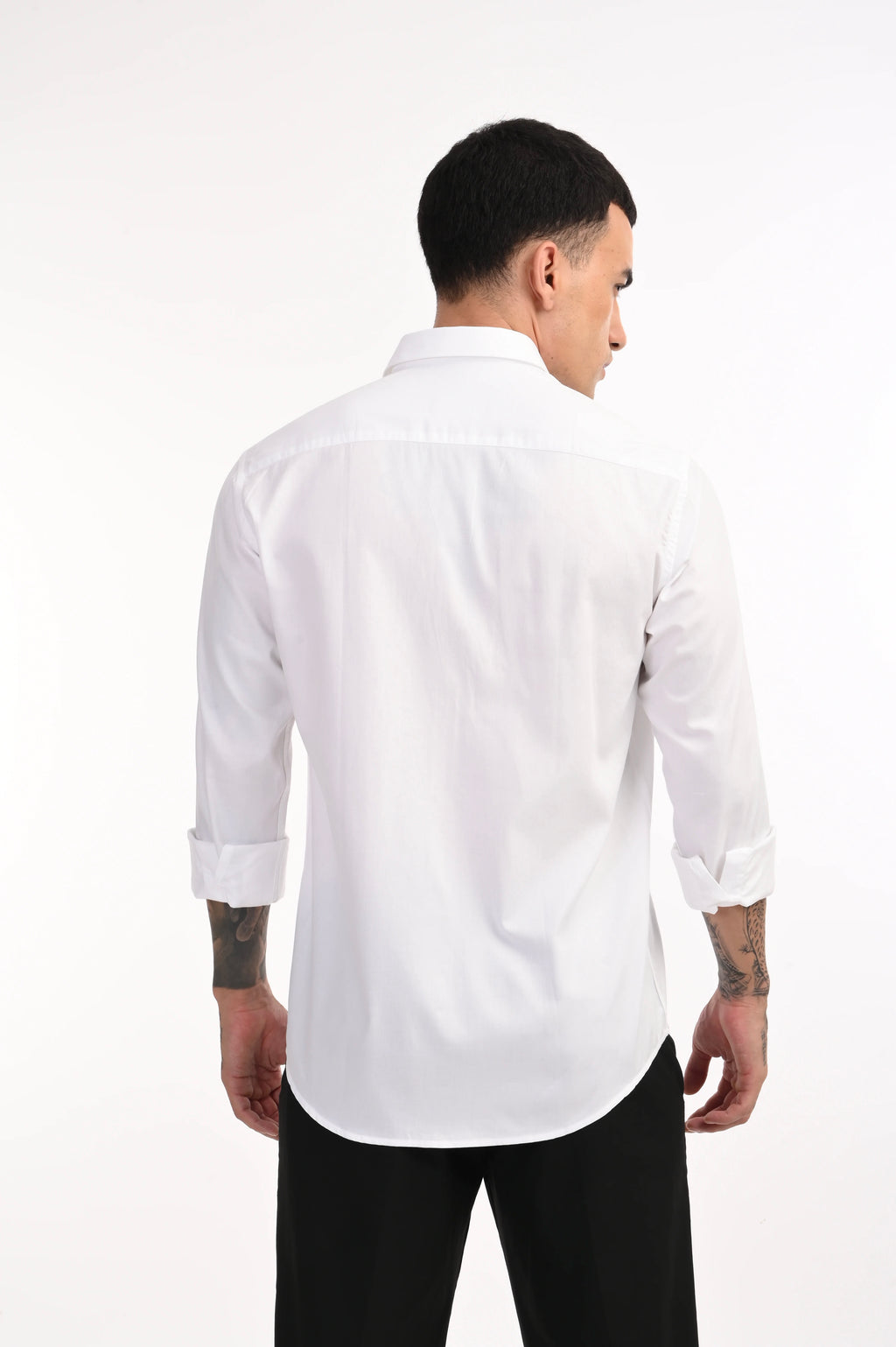 WHITE DOBBY MILD TEXTURE PREMIUM COTTON SHIRT