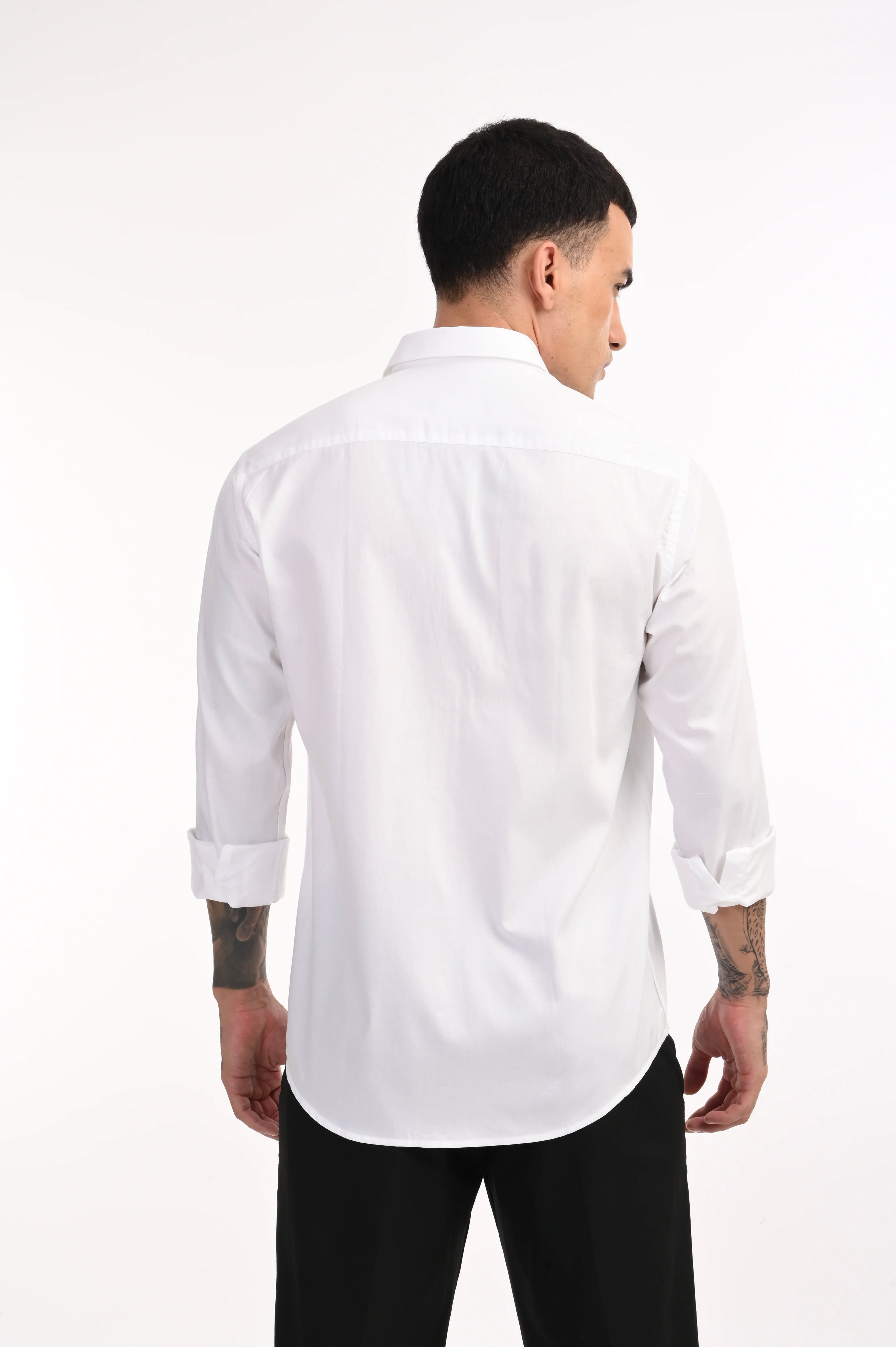WHITE DOBBY MILD TEXTURE PREMIUM COTTON SHIRT