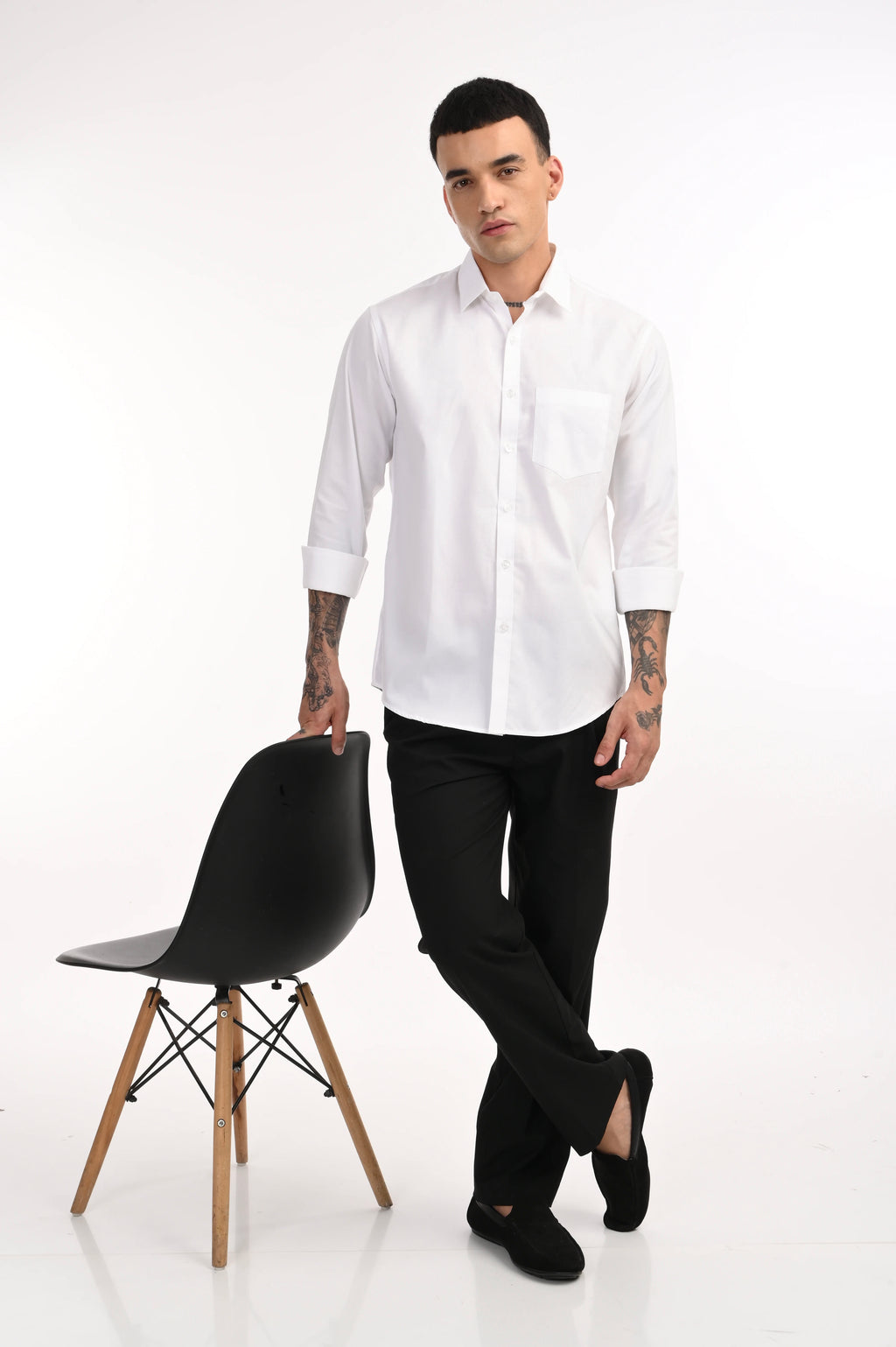 WHITE DOBBY MILD TEXTURE PREMIUM COTTON SHIRT