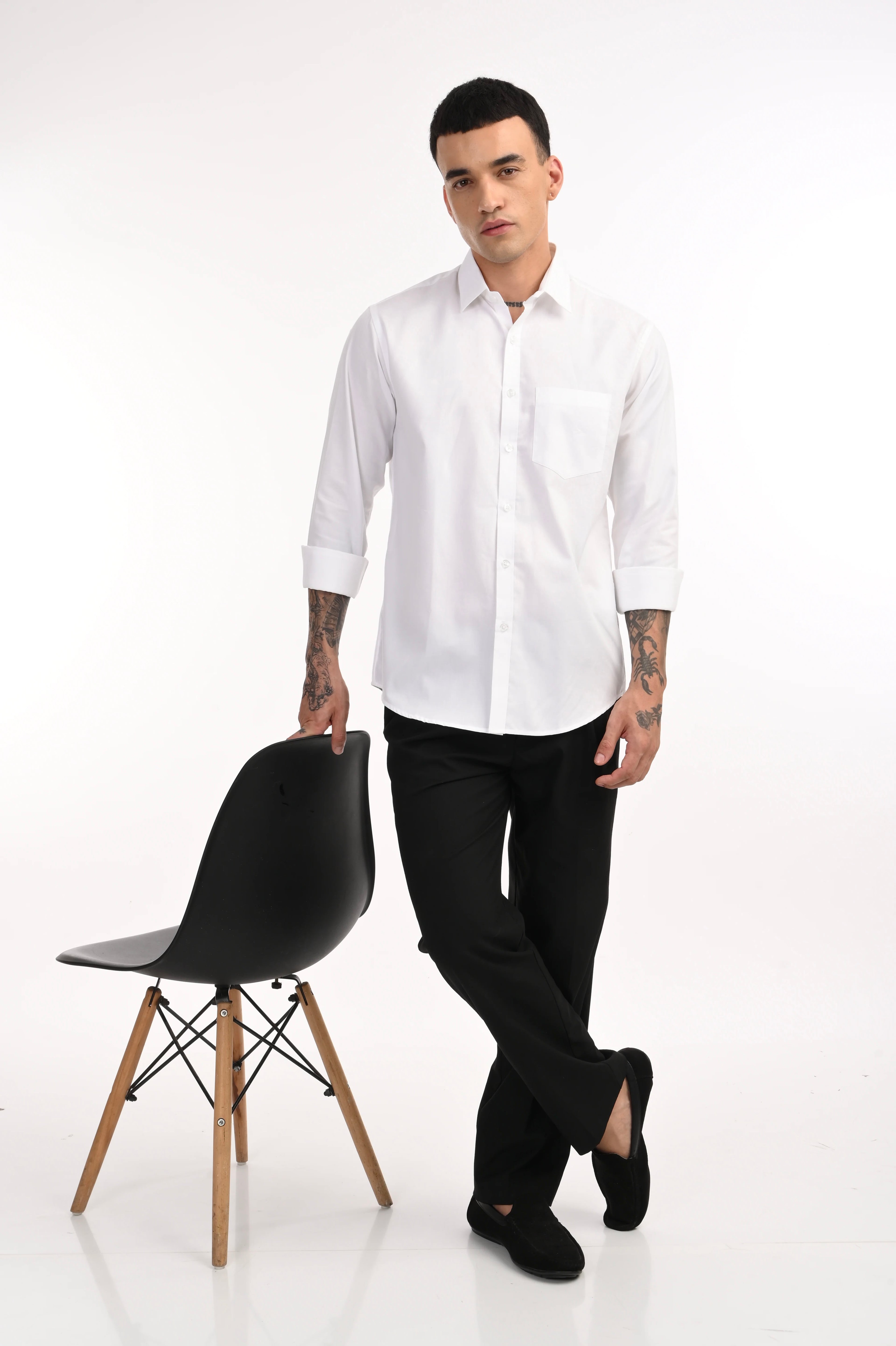 WHITE DOBBY MILD TEXTURE PREMIUM COTTON SHIRT