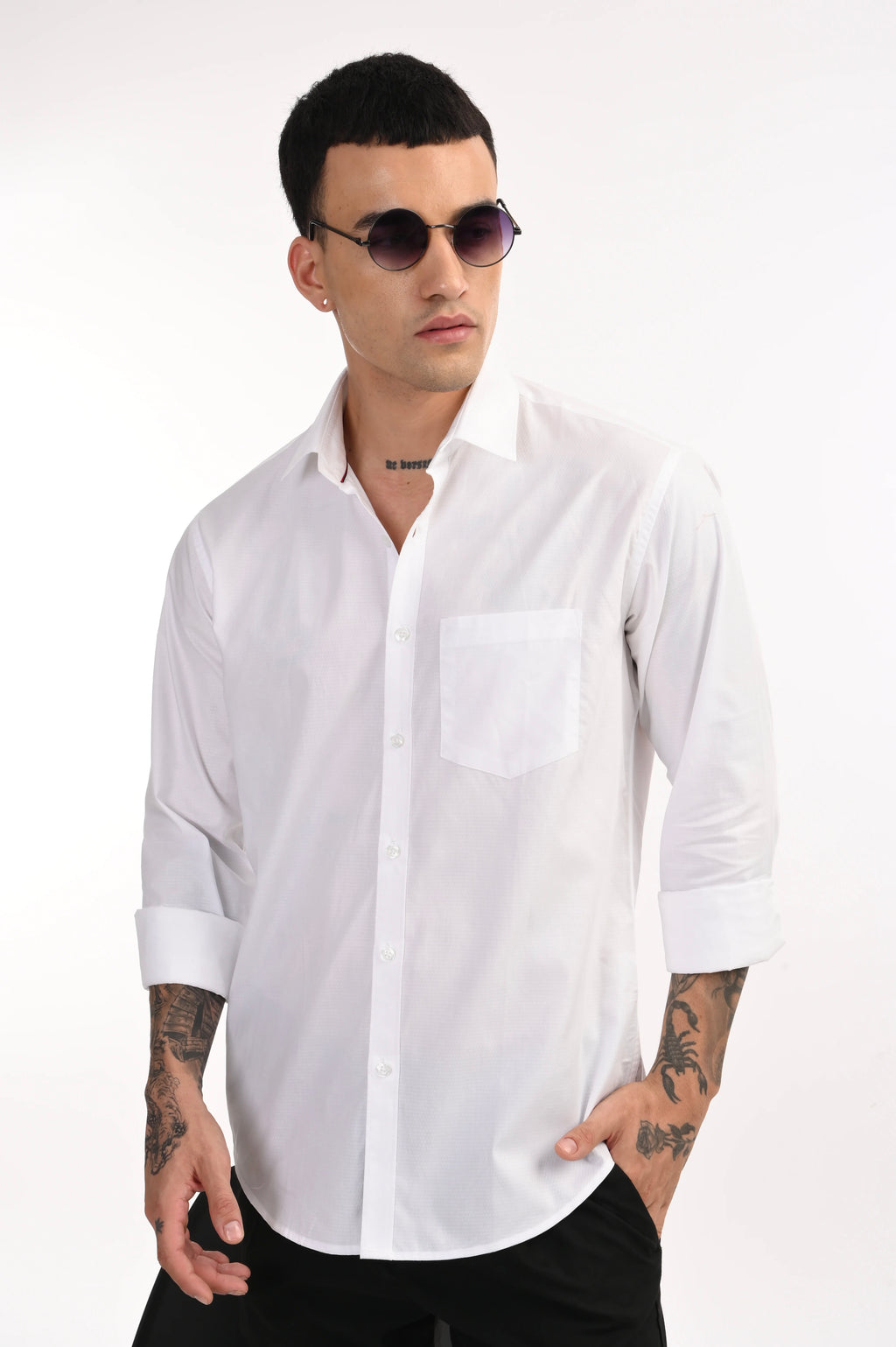 TEXTURED DOBBY  DIAMOND PREMIUM EXECUTIVE COTTON Shirt White