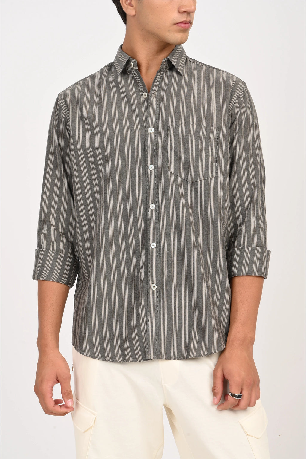 OXFORD DARK GREY COLOR STRIPE SHIRT