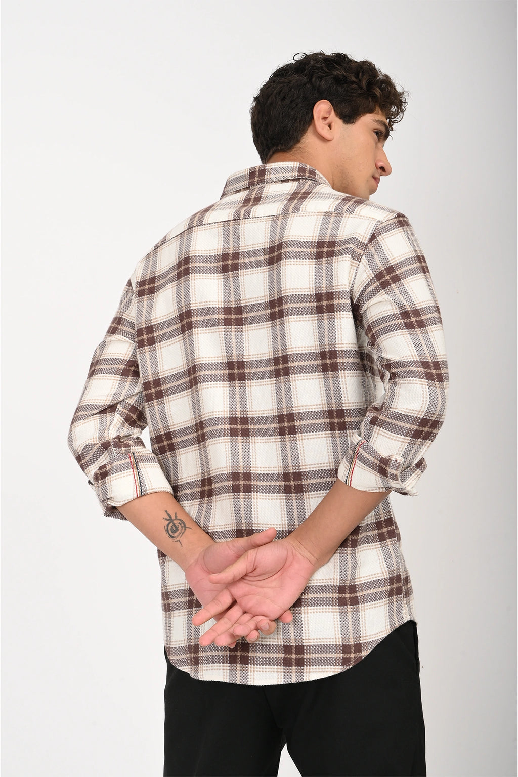 WHITE WITH DULL MAROON COLOR CHECKED SHIRT