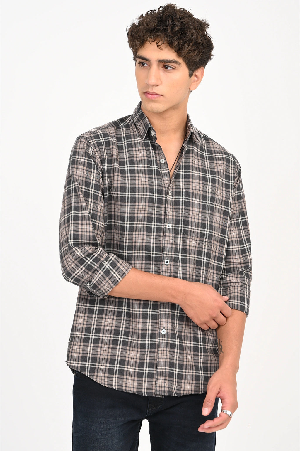 BROWN COLOR CHECKED SHIRT