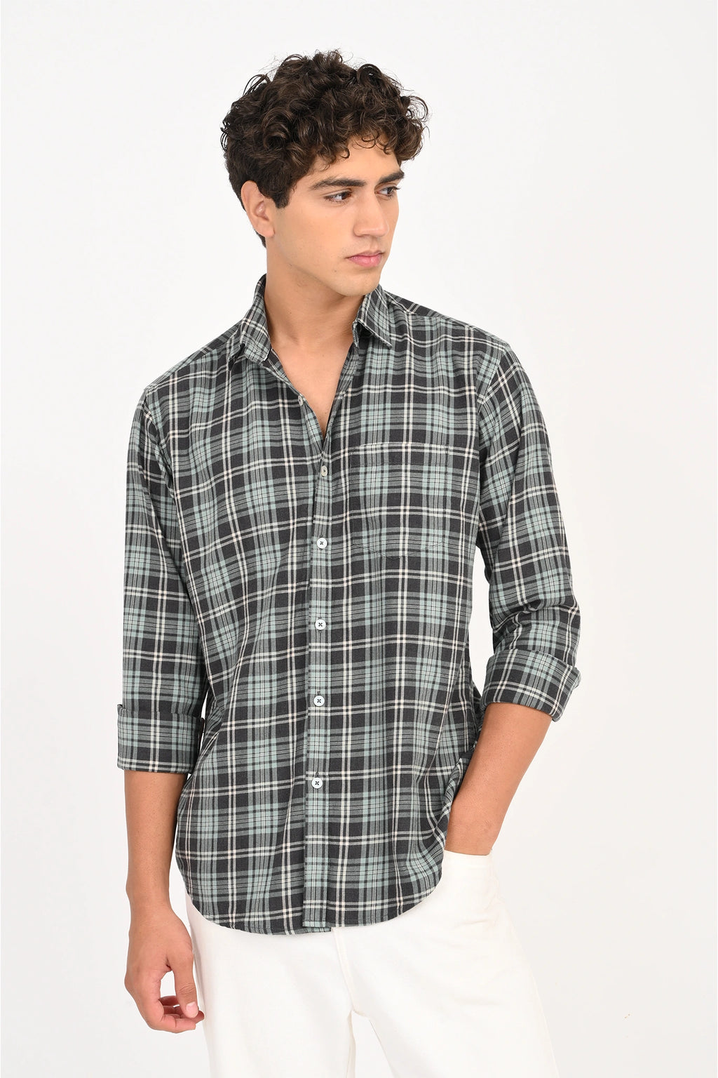 TEAL BLUE CHECKED SHIRT