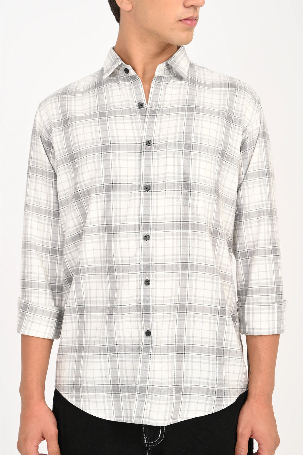 HALF WHITE CHECKED SHIRT